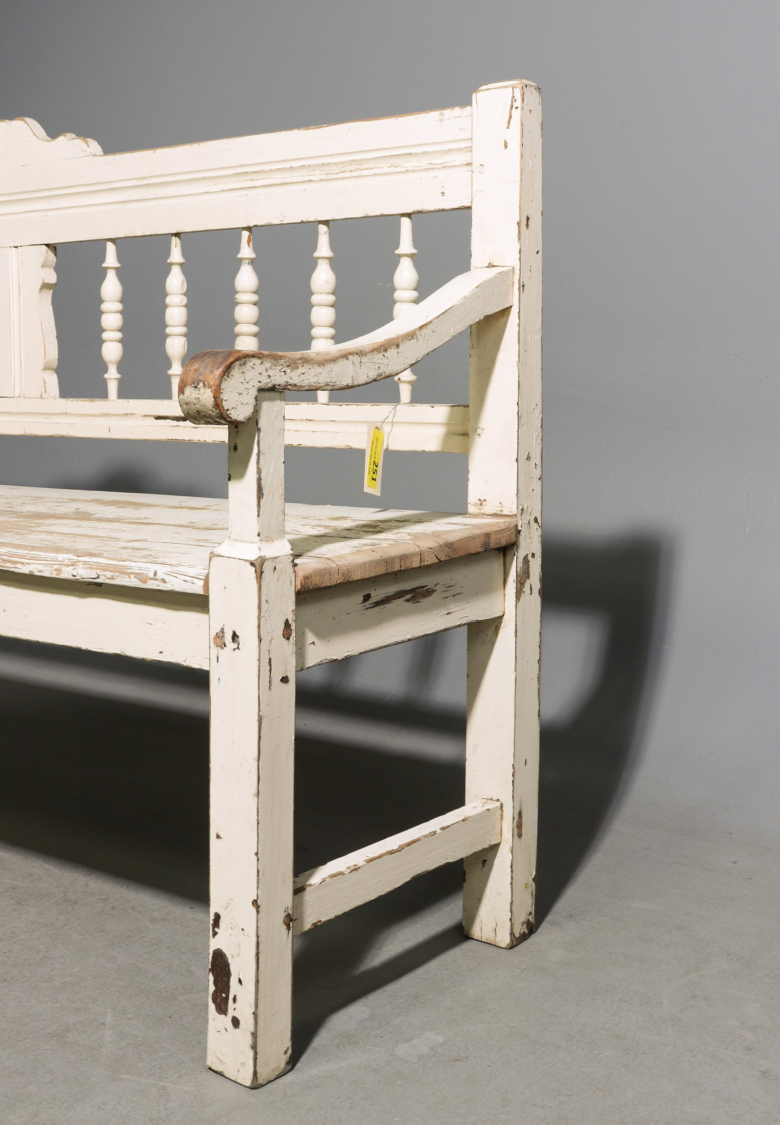 Rustic Painted Large Hall Bench - 4