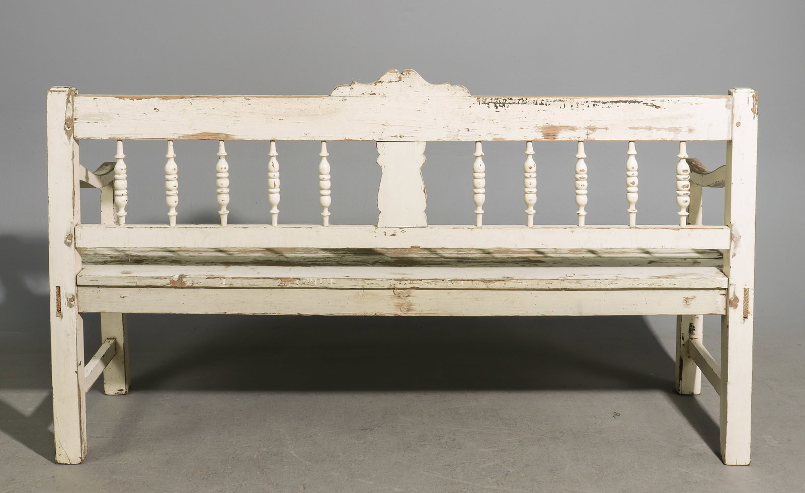 Rustic Painted Large Hall Bench - 5