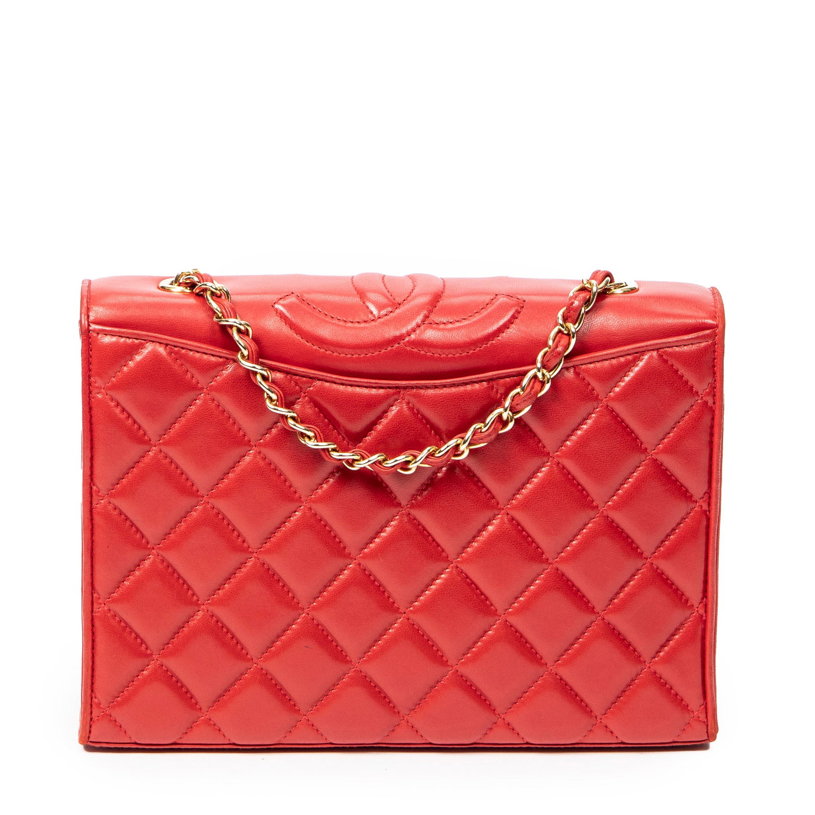 Chanel Top CC Chain Flap in Red Quilted Lambskin (1 of 8)