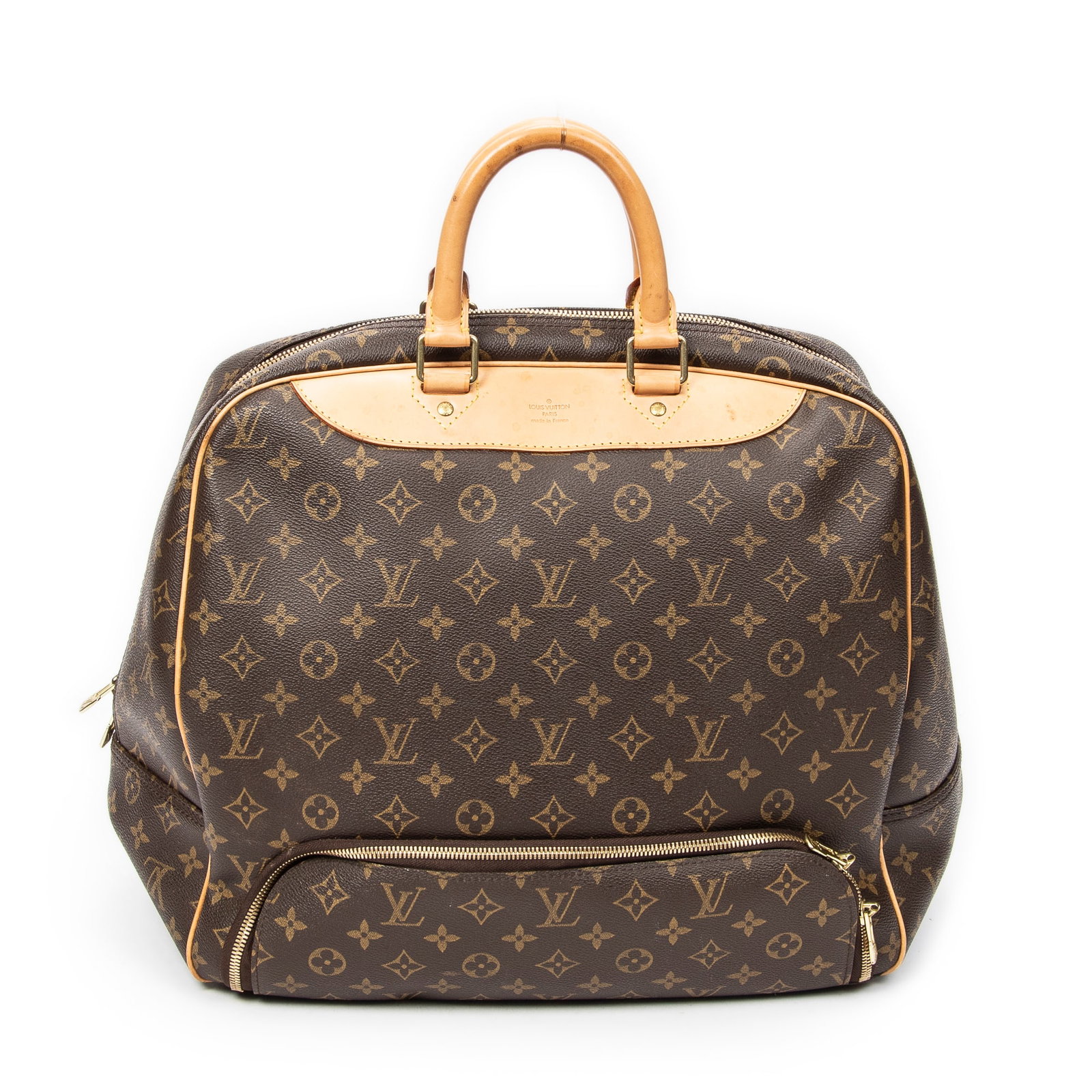 Louis Vuitton Evasion PM in Brown Monogram Canvas: Genuine Pre-Owned Louis Vuitton Evasion PM in Brown Monogram Canvas made in France in A condition. Date Code is VI0092 (Sep 2002) Measurements: 38*41*23cm (Length * Height * Width). This lot includes 