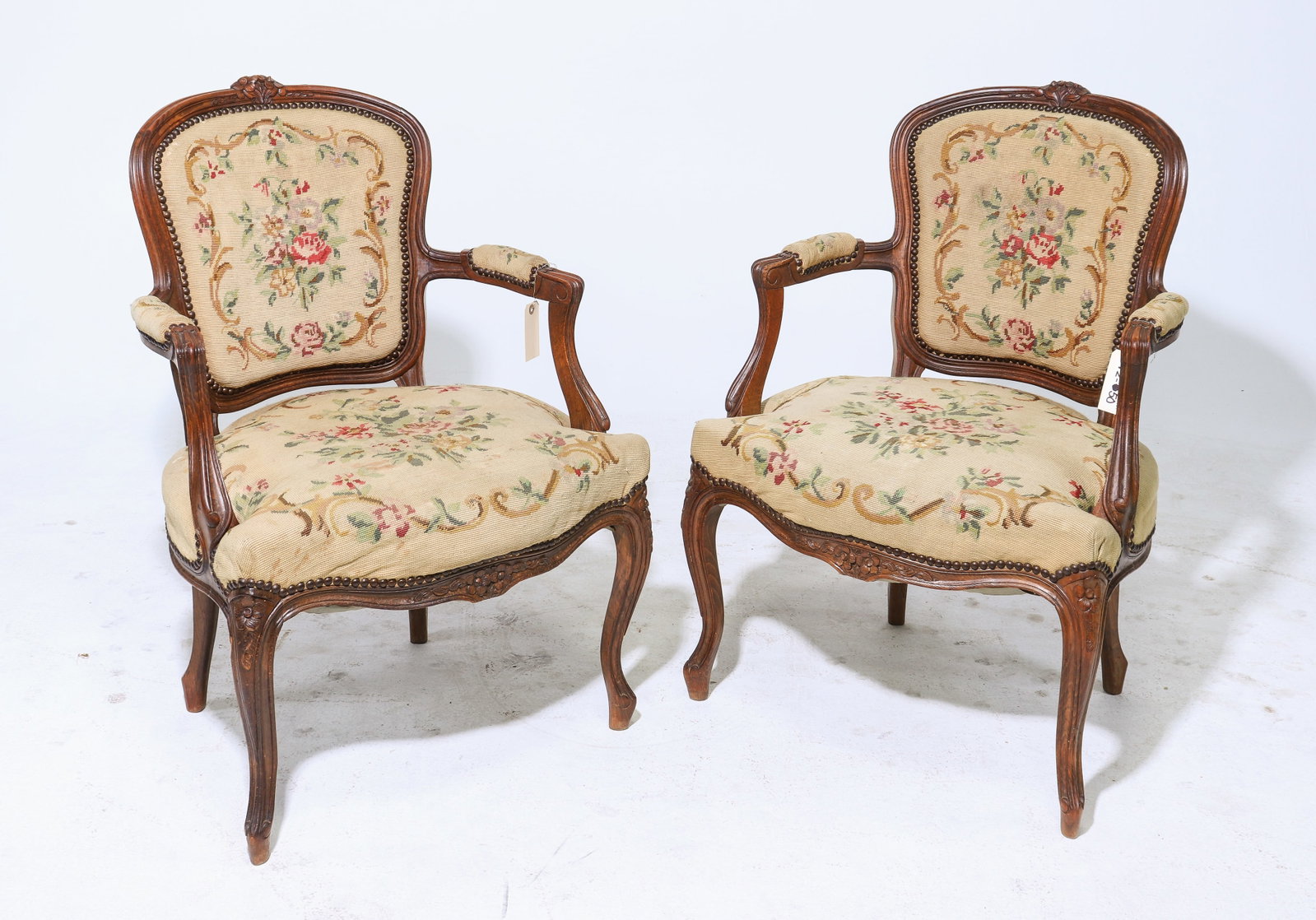 Louis XV Style Pair of Floral Upholstered Arm Chairs #1 (1 of 4)