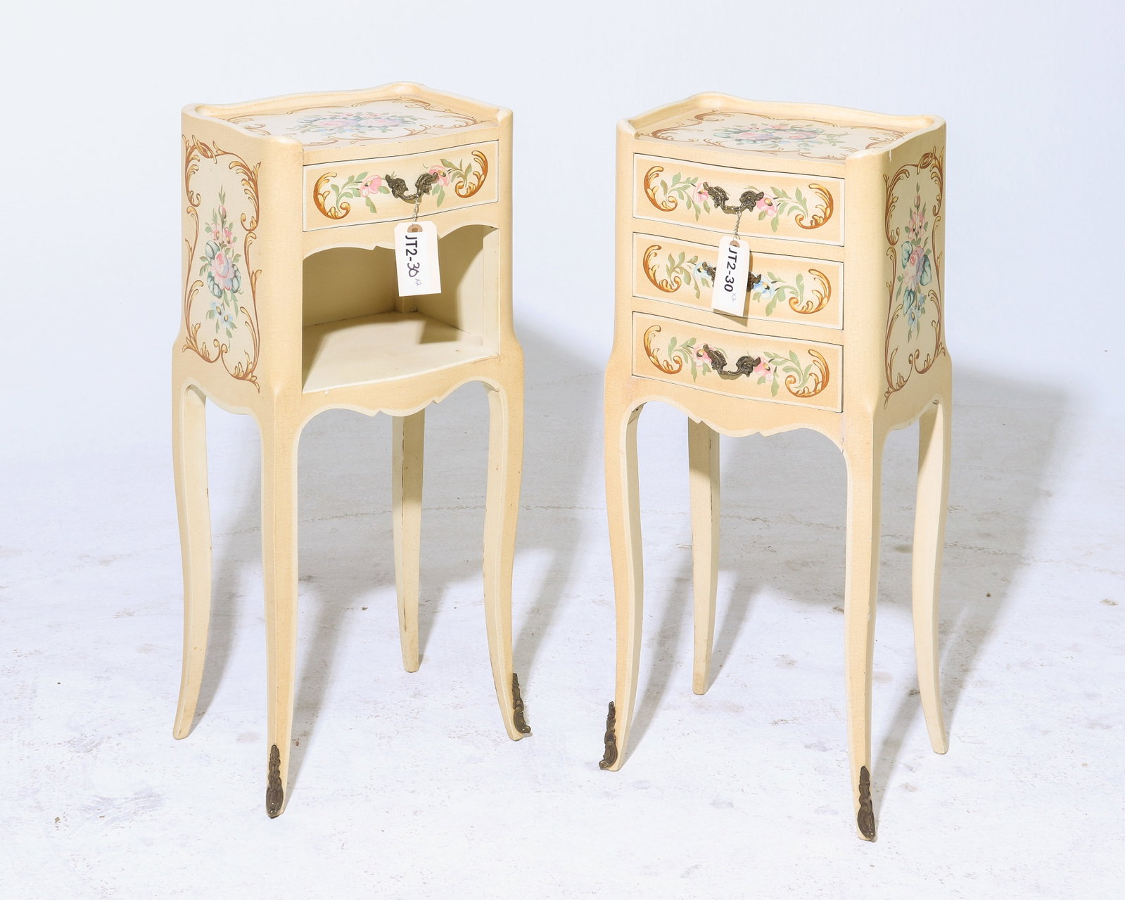 Louis XV Style Pair of Painted Chests / Nightstands (1 of 4)