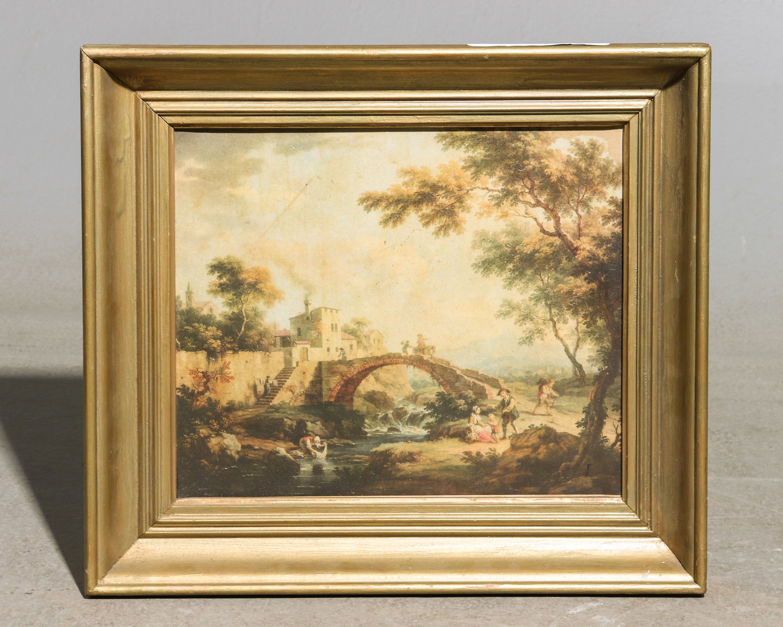 Gold Framed Oil on Canvas Art: Gold Framed Oil on Canvas Art - 15.5 in tall x 17.5 x 2.5