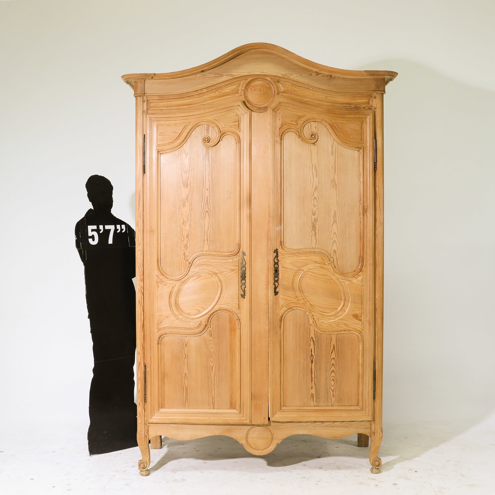 French Style Double Door Pine Armoire: French Style Double Door Pine Armoire - 92 in tall x 53 x 24