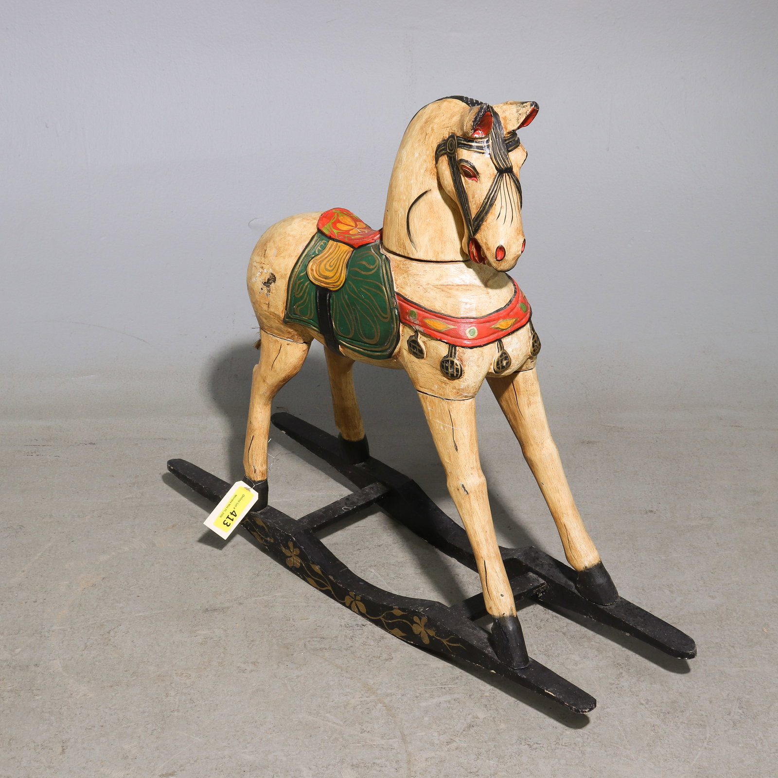 Vintage American Hand Painted Rocking Horse: Vintage American Hand Painted Rocking Horse - 29.5 in tall x 9 x 33