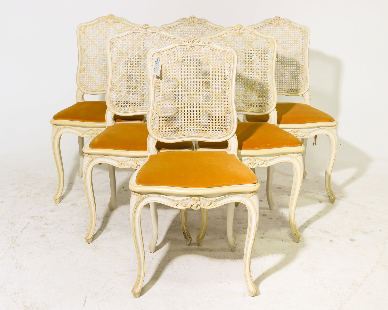 Louis XV Style Set of 6 Caned Dining Chairs: Louis XV Style Set of 6 Caned Dining Chairs - 37 in tall x 19.5 x 18.5 each with a seat height of 18 inches