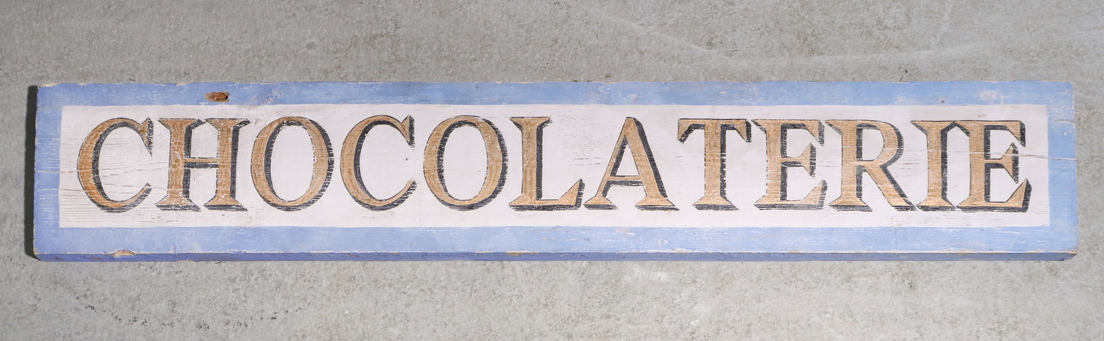 "Chocolaterie" Blue Painted Wood Sign (1 of 3)
