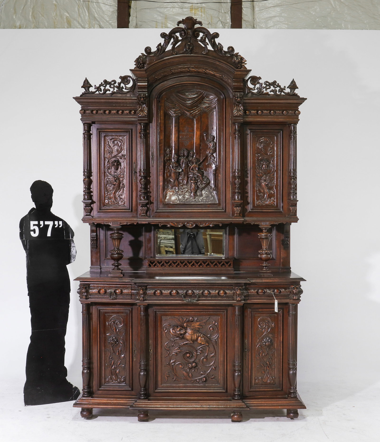 Renaissance Style Carved Walnut Double Buffet (1 of 7)