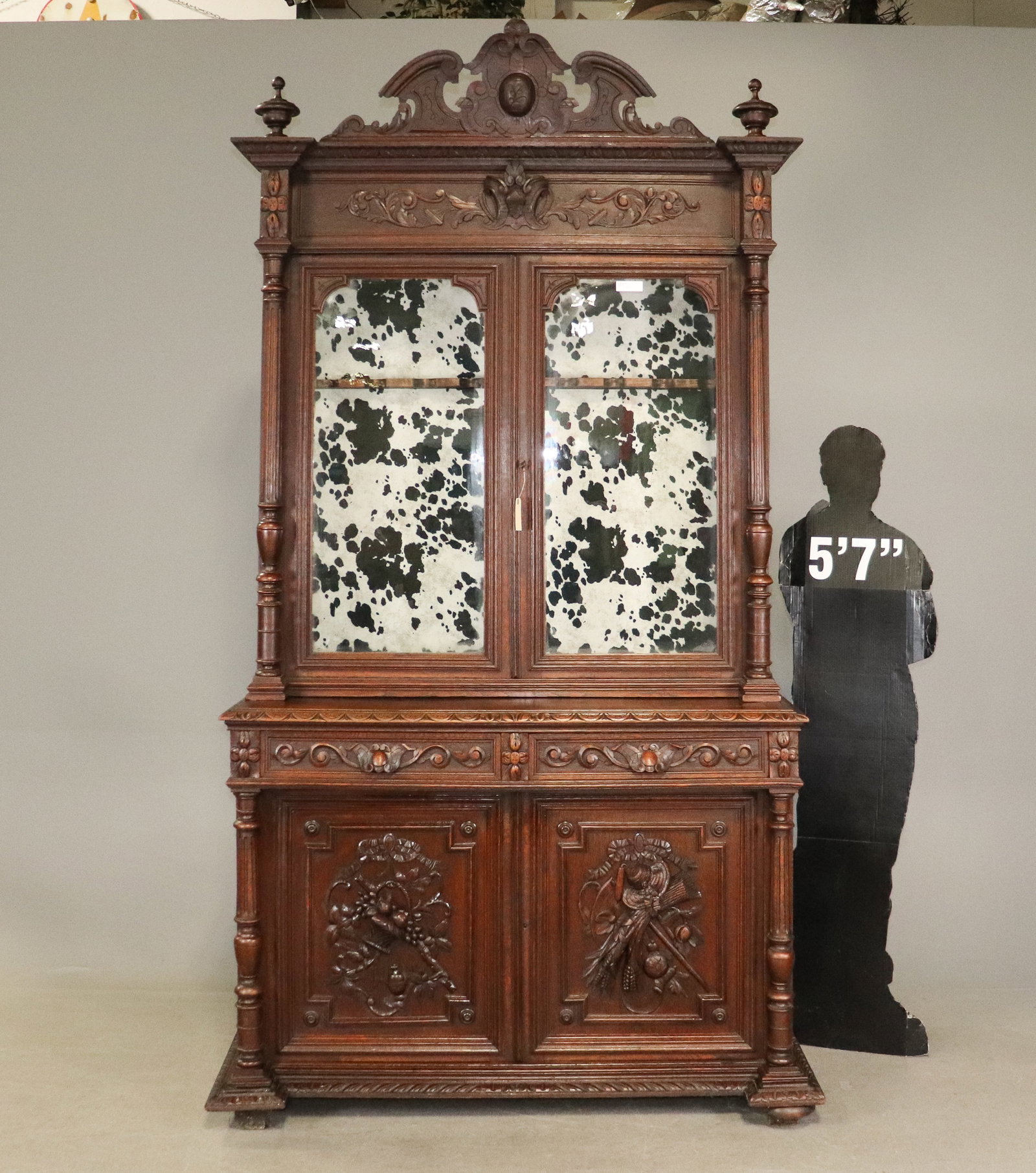 Renaissance Style Carved Oak Gun Cabinet (1 of 14)