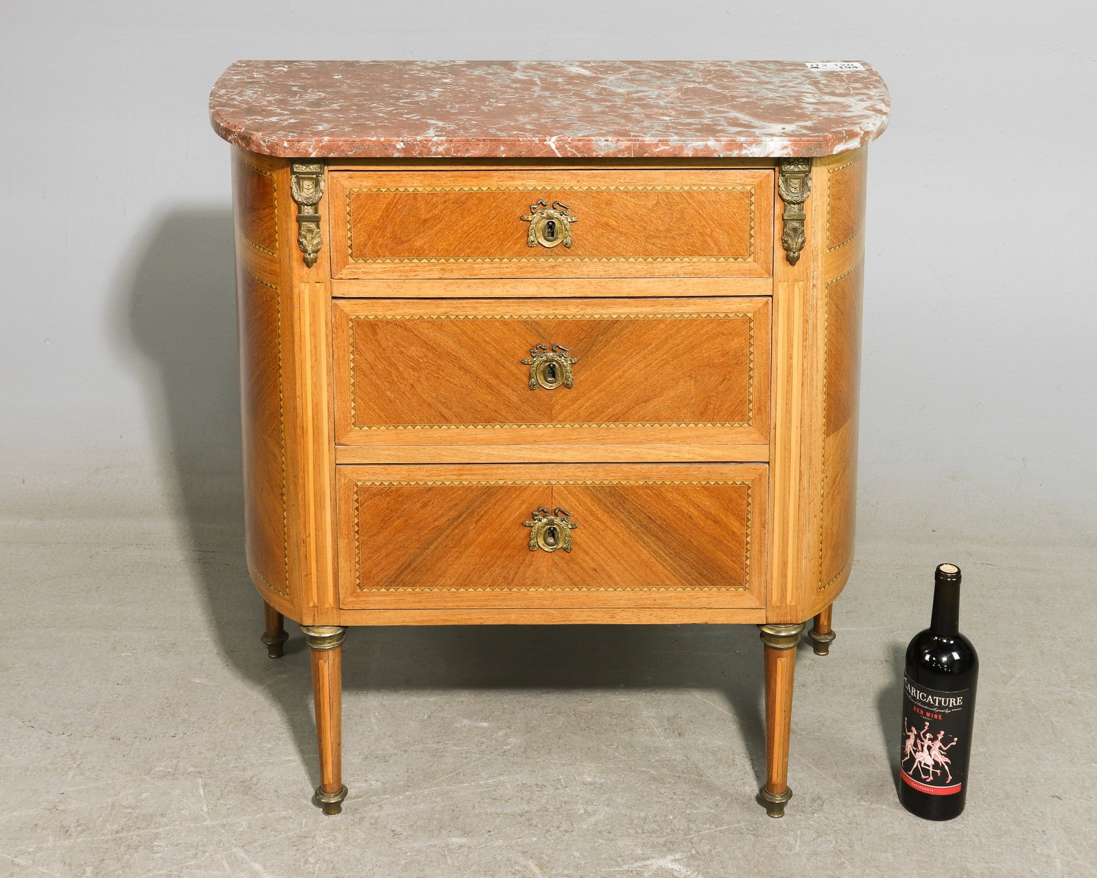 Louis XVI Style Marble Top Three Drawer Chest (1 of 4)