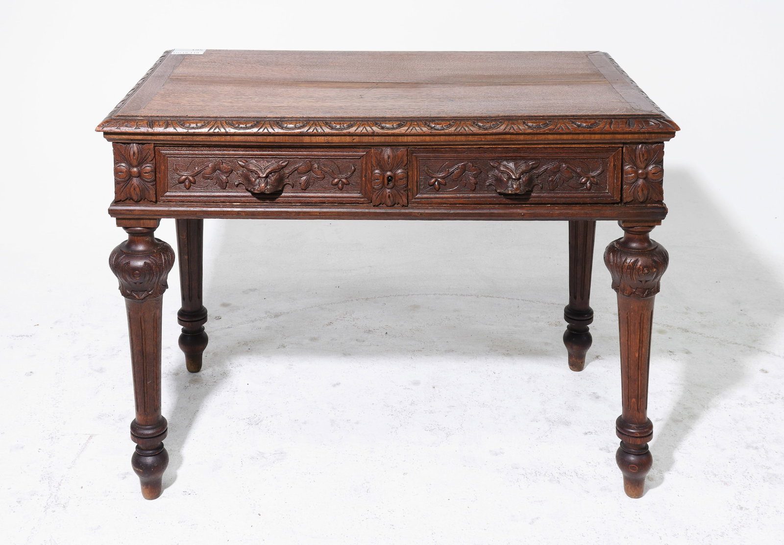 Renaissance Style Carved Oak Writing Table (1 of 3)