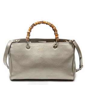 Gucci Bamboo Shopper Tote in Gold Calfskin Leather
