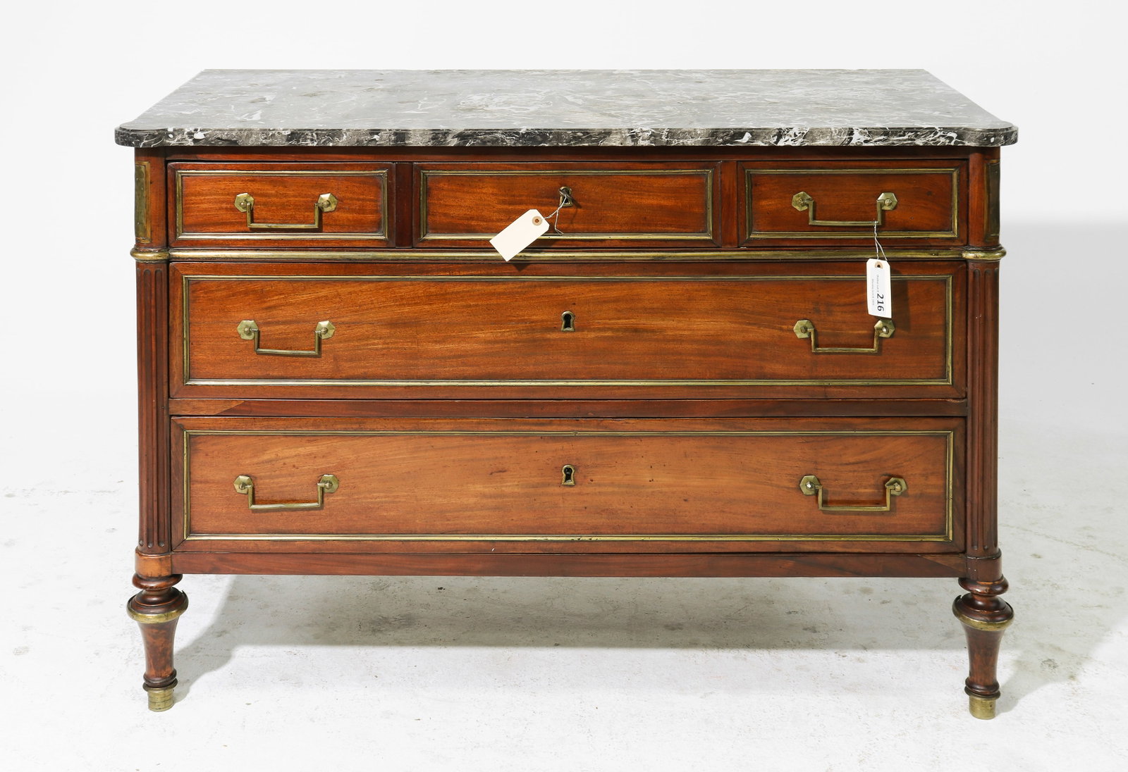 Louis XVI Style Grey Marble Top Chest (1 of 5)