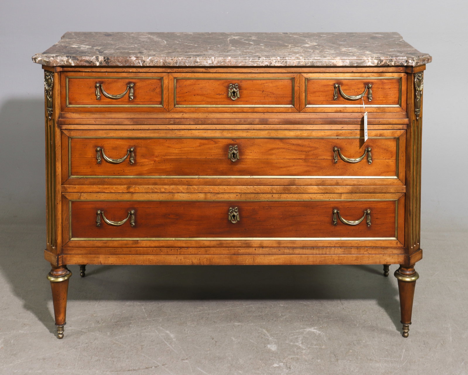 Louis XVI Style Marble Top Three Drawer Chest (1 of 4)
