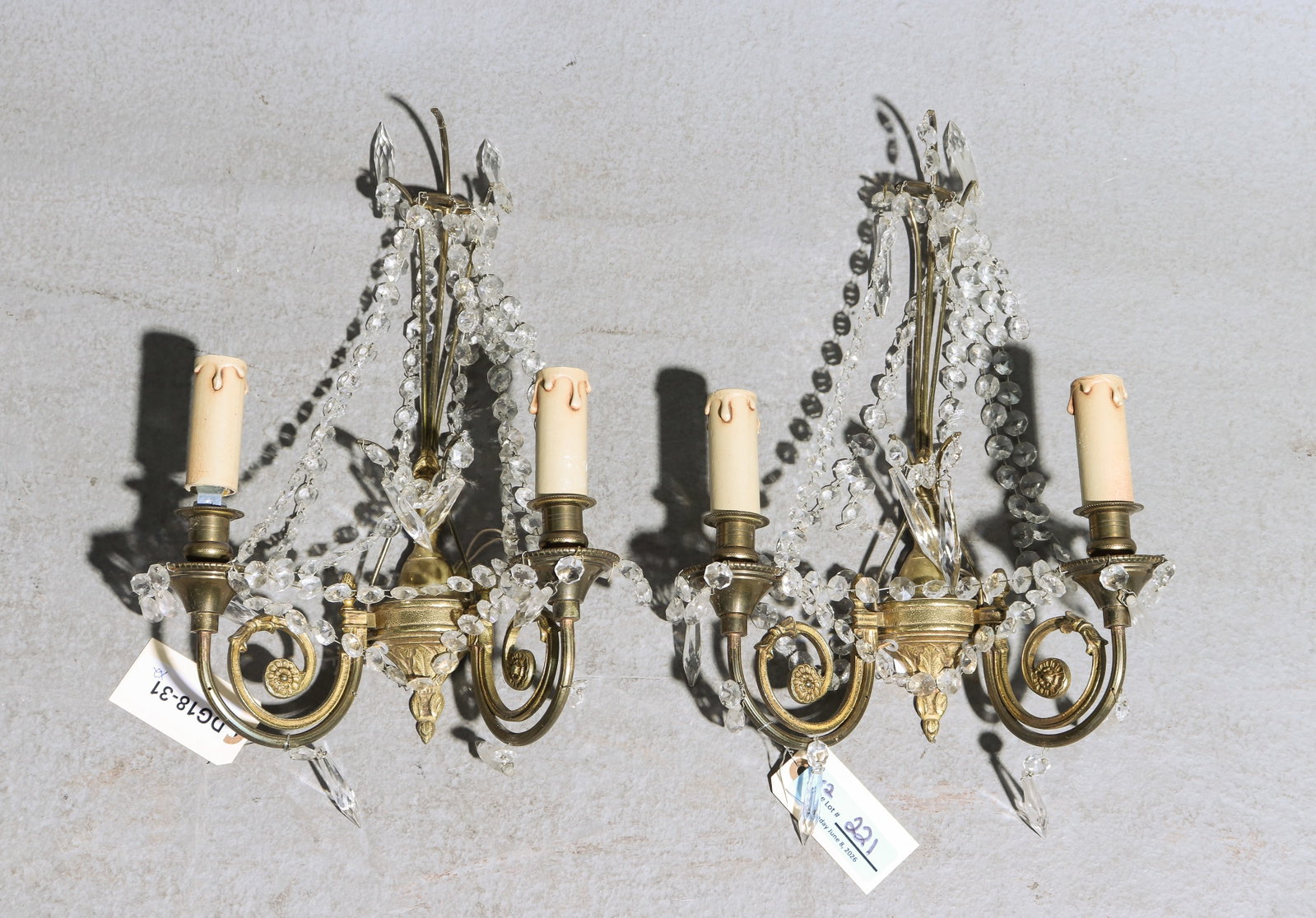 Louis XVI Style Pair of Double Arm Sconces (1 of 4)