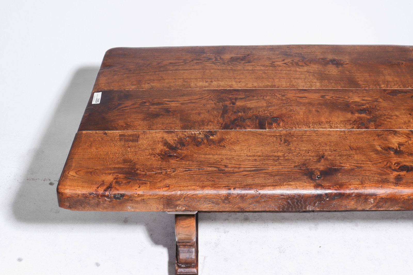 French Solid Oak Trestle Base Farmhouse Table - 2