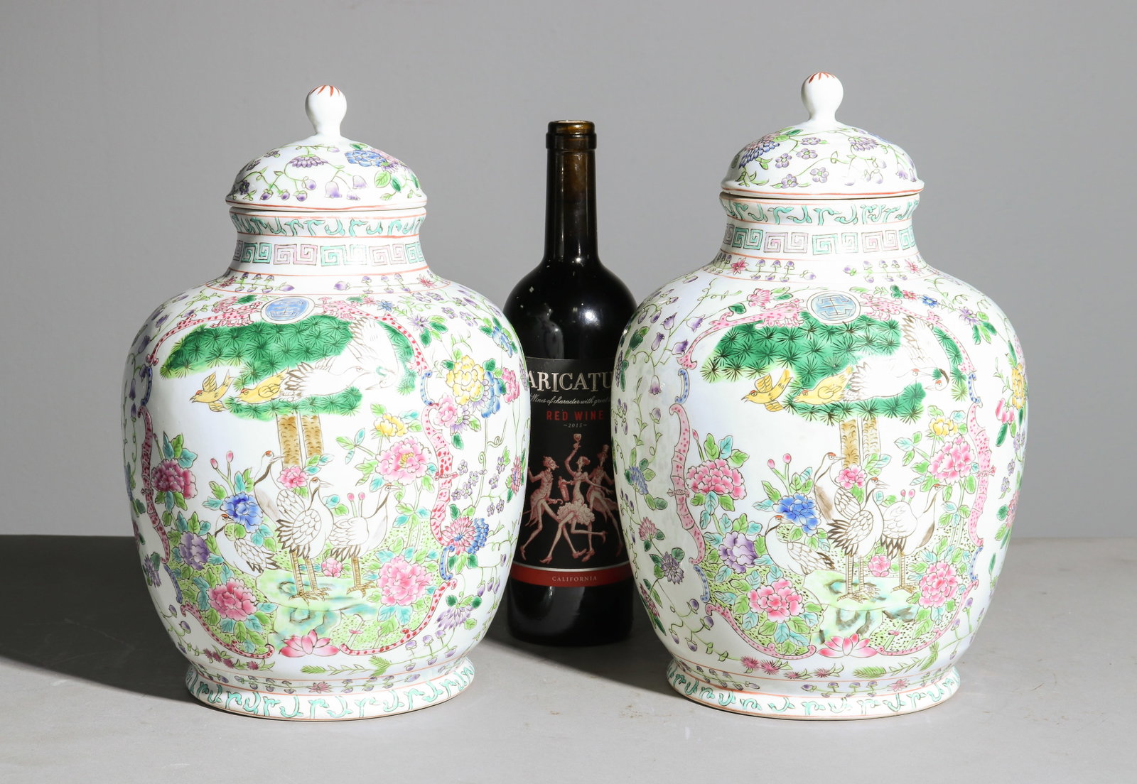Asian Style Pair of Urns / Ginger Jars (1 of 6)