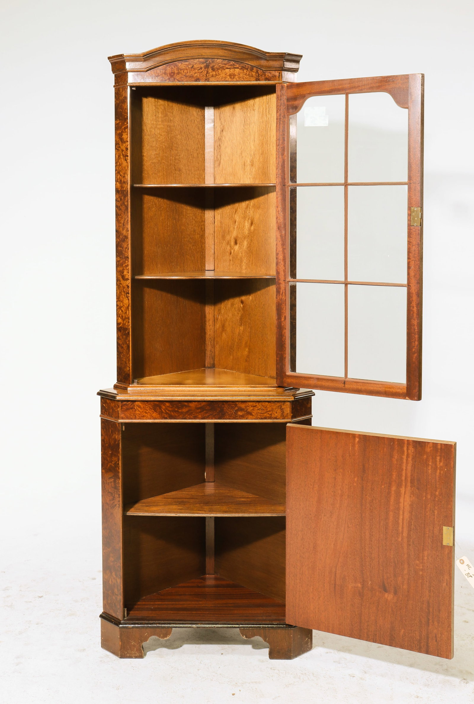 British Burled Walnut Corner Cabinet - 2