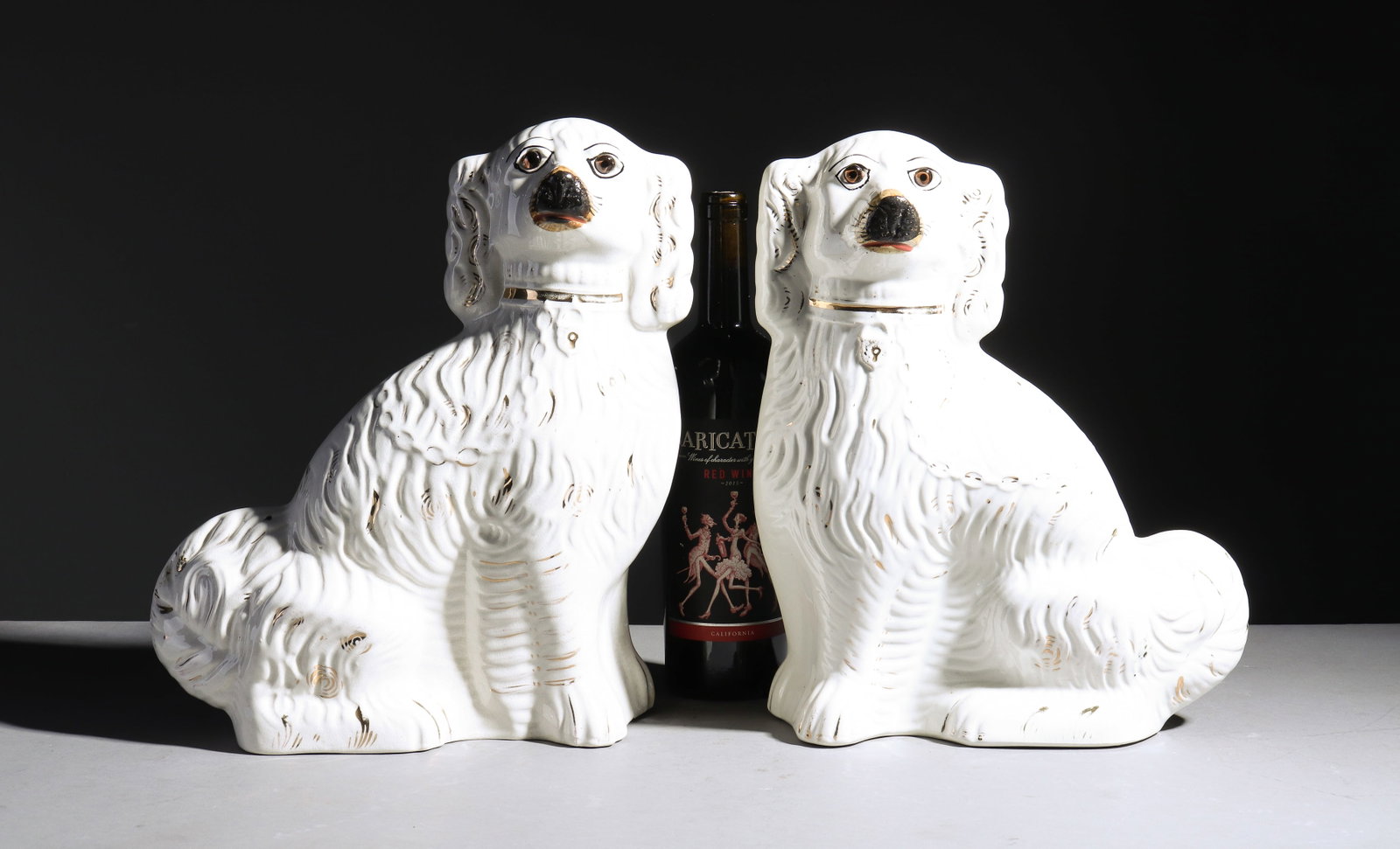 King Charles Pair of Staffordshire Dogs with Glass Eyes (1 of 4)