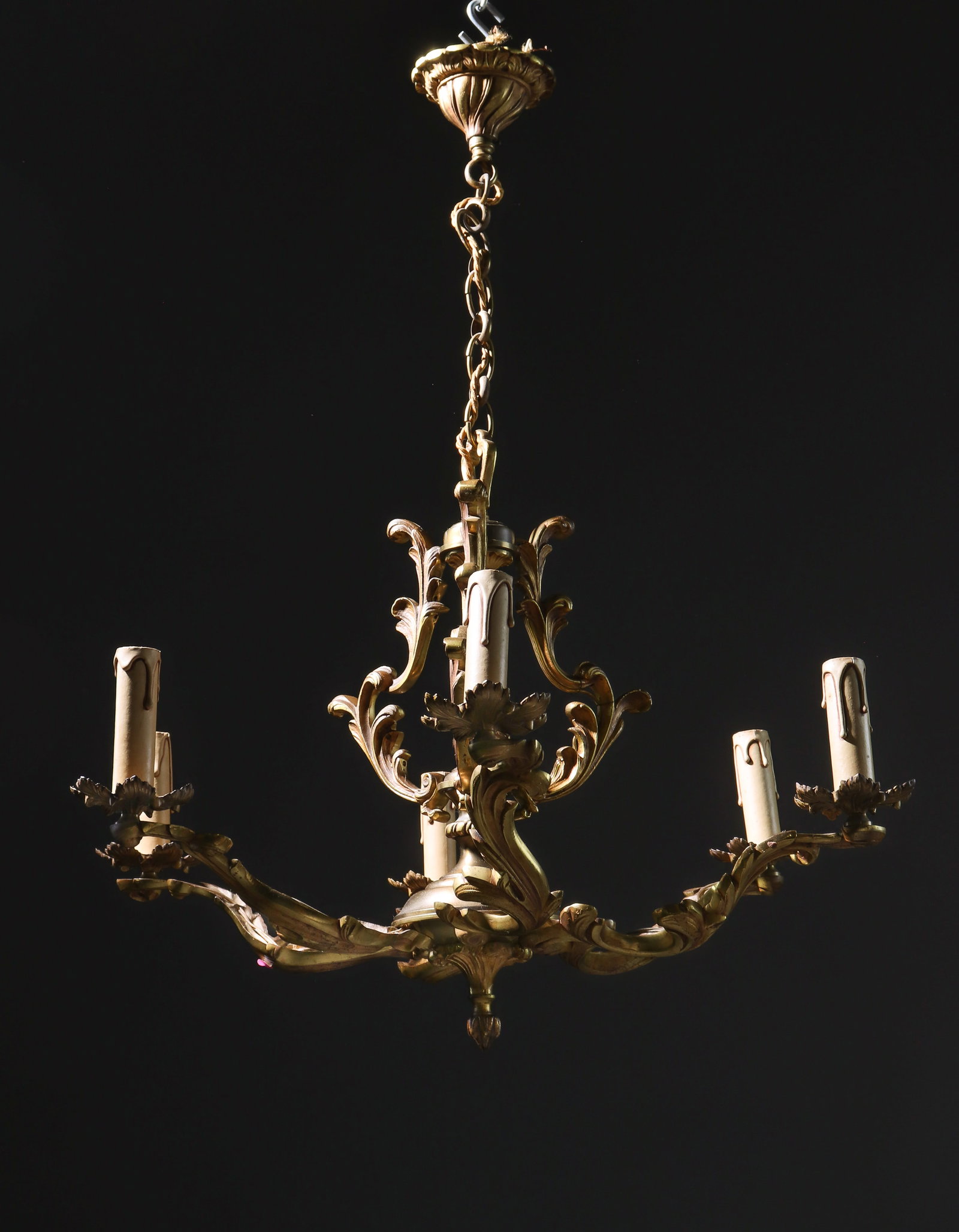 Louis XV Style Gilded Metal Six Arm Chandelier (1 of 4)