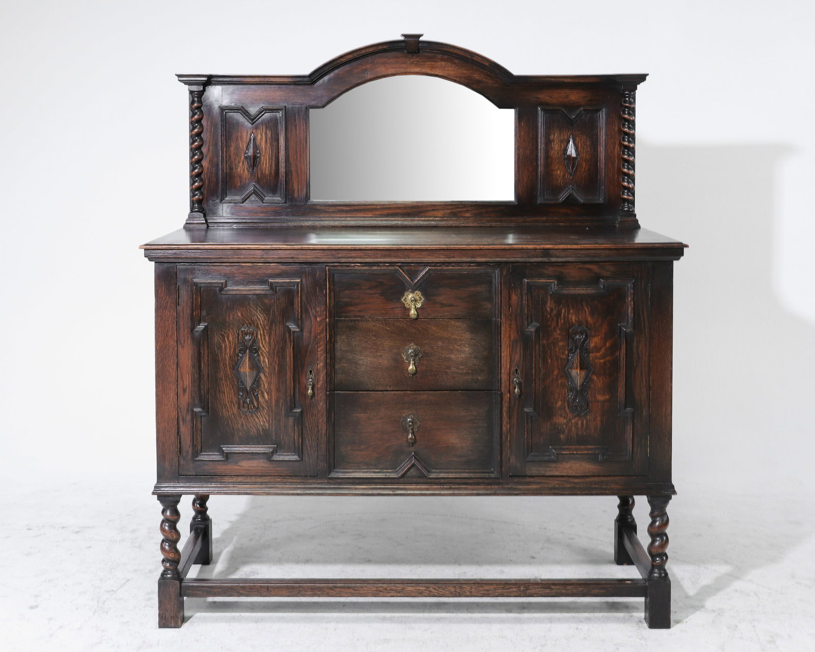 Jacobean Oak Barley Twist Mirror Back Server (1 of 7)