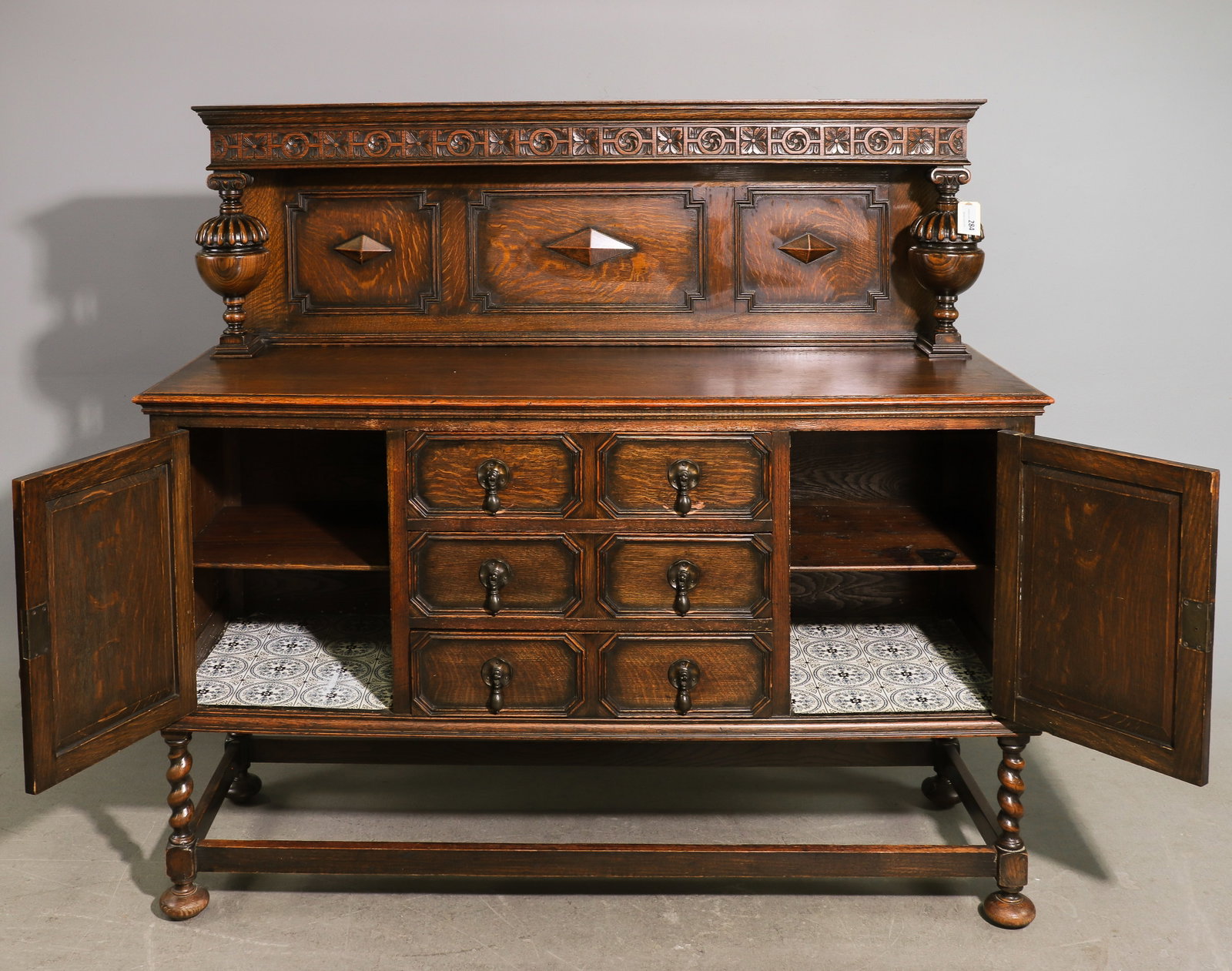 Jacobean Oak Barley Twist Sideboard / Server - 2