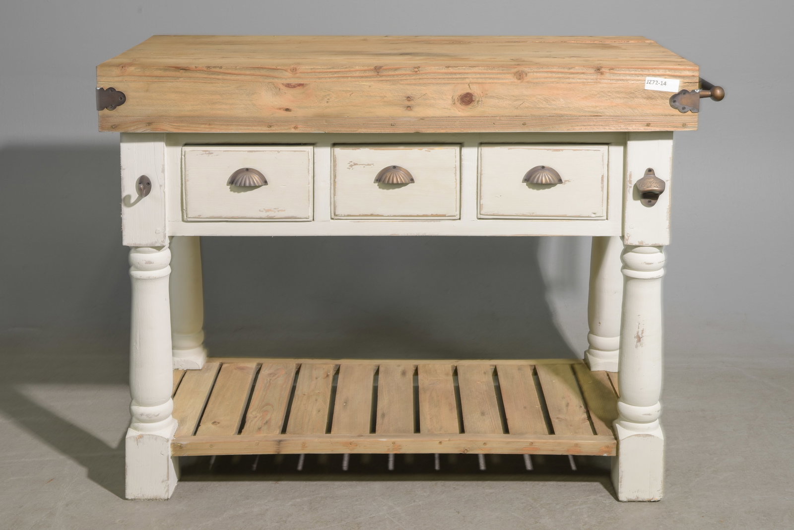 Farmhouse Style 3 Drawer Painted Kitchen Island (1 of 5)