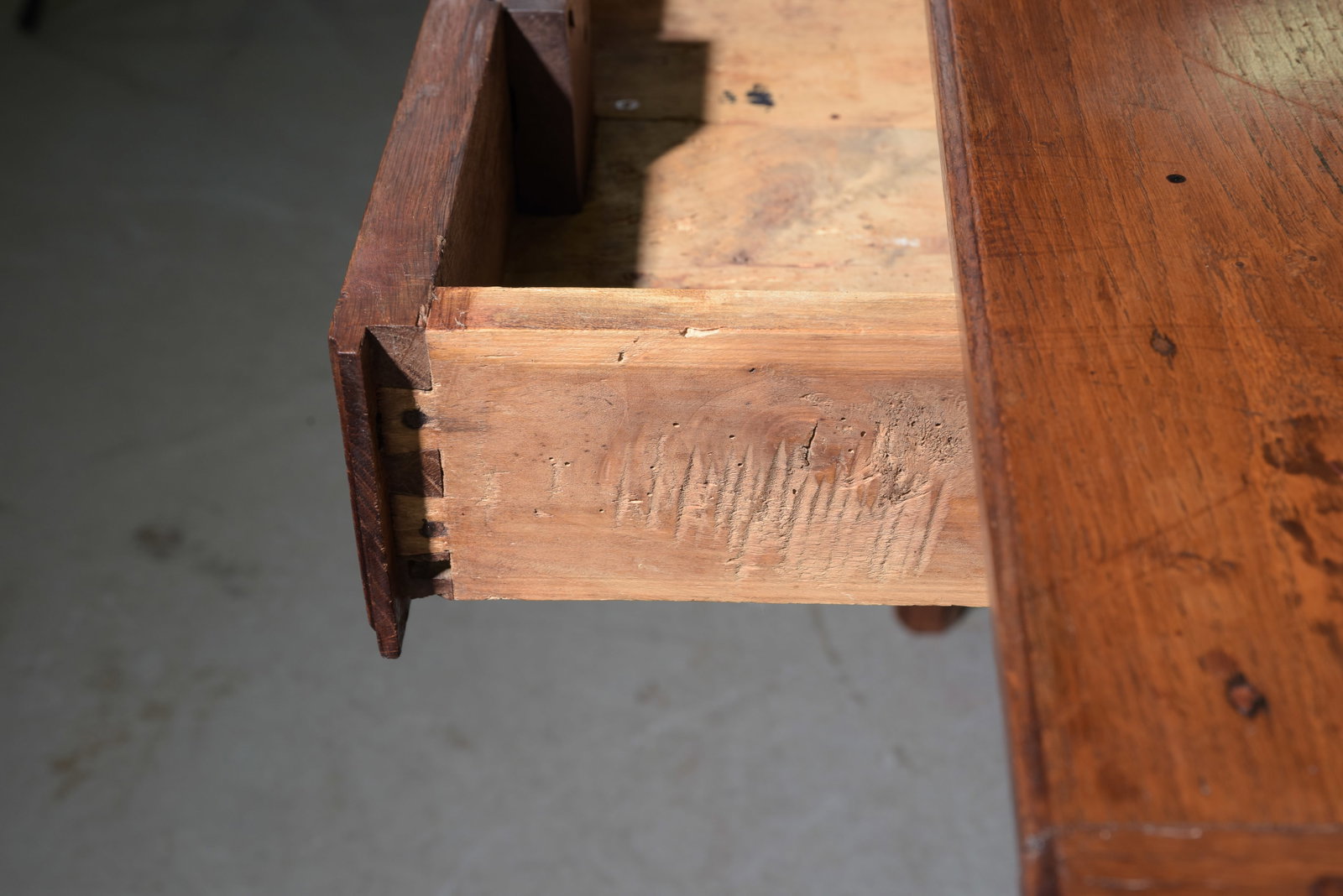 French Rustic Oak Single Drawer Writing Table - 4