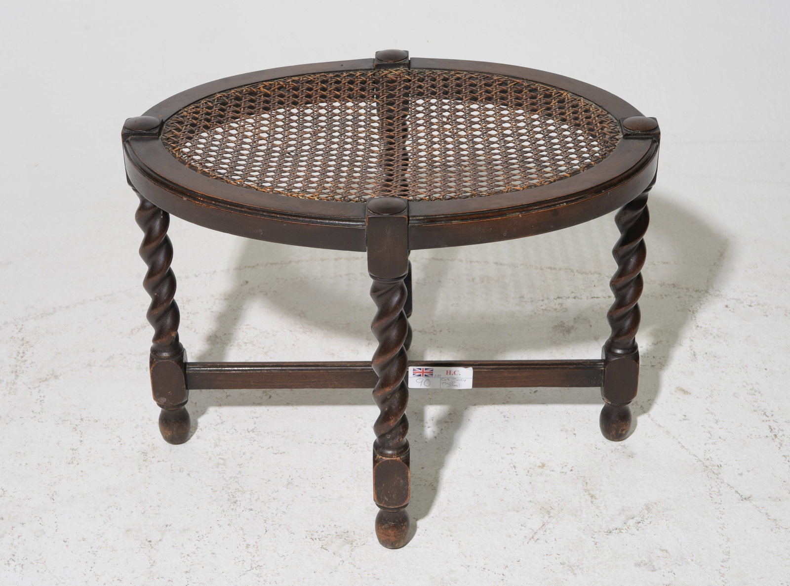 British Oak Barley Twist Caned Stool (1 of 3)