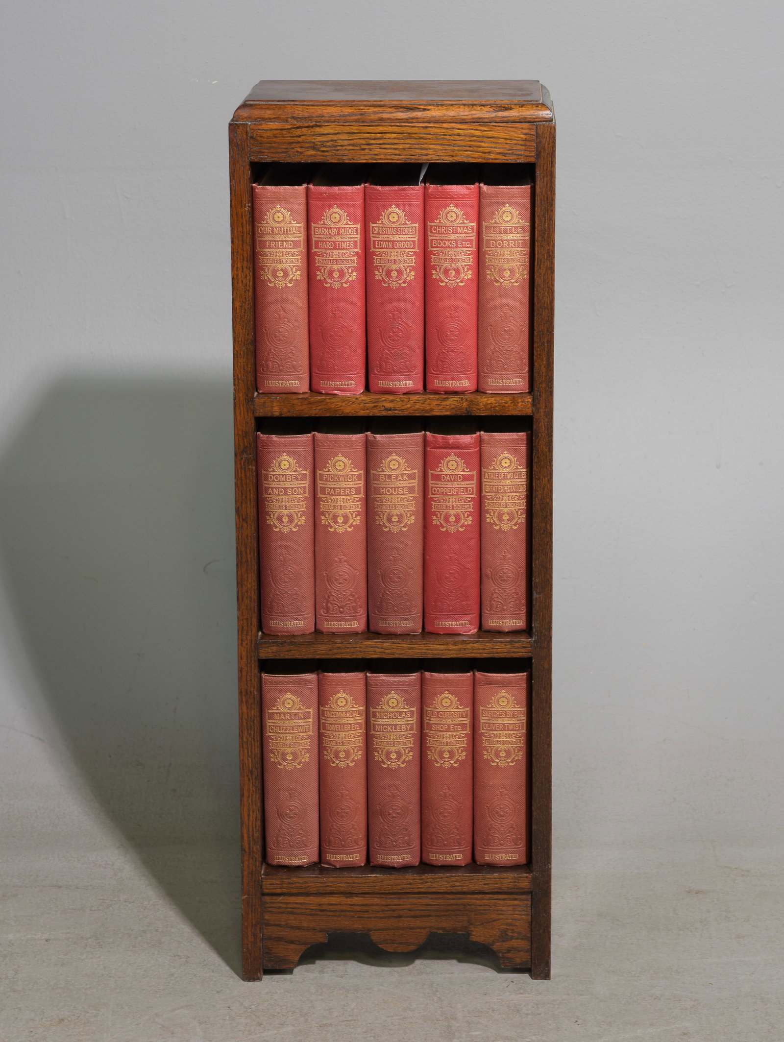 British Oak Bookshelf with 15 Dickens Novels (1 of 5)
