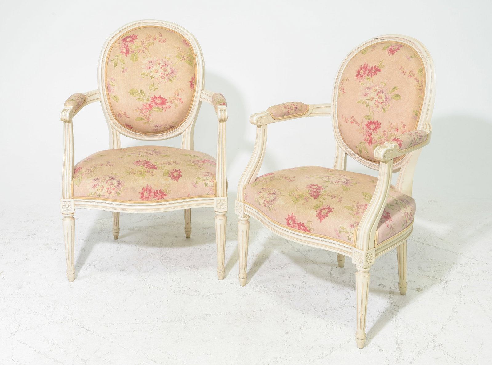 Louis XVI Style Pair of Painted Arm Chairs (1 of 5)