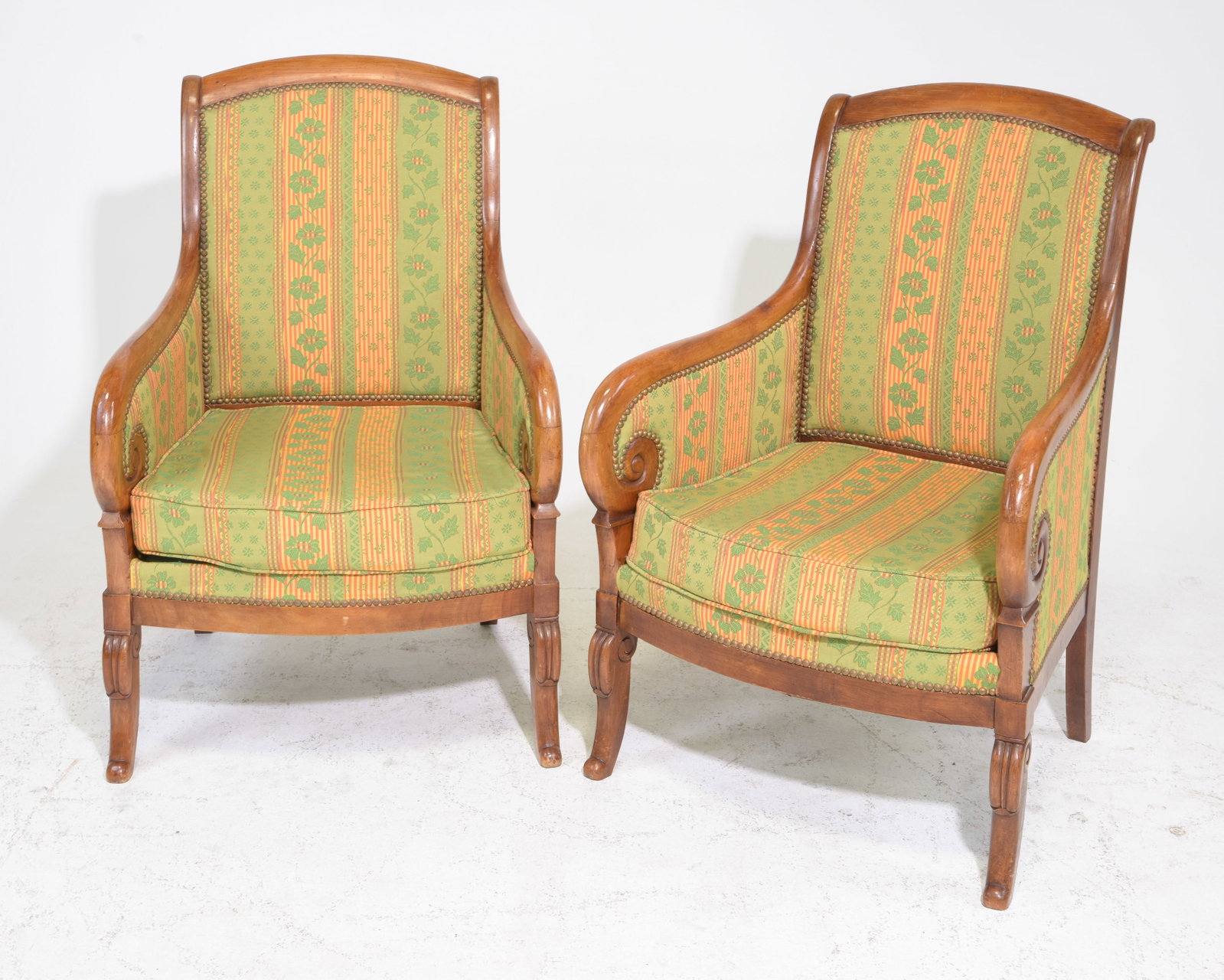 Louis Philippe Style Pair of Upholstered Arm Chairs (1 of 5)