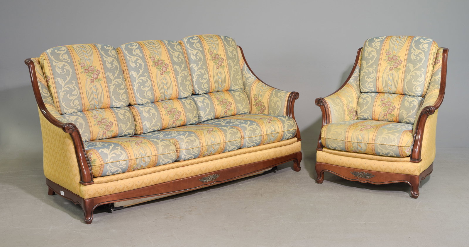 French Three Seater Sofa & Arm Chair (1 of 5)