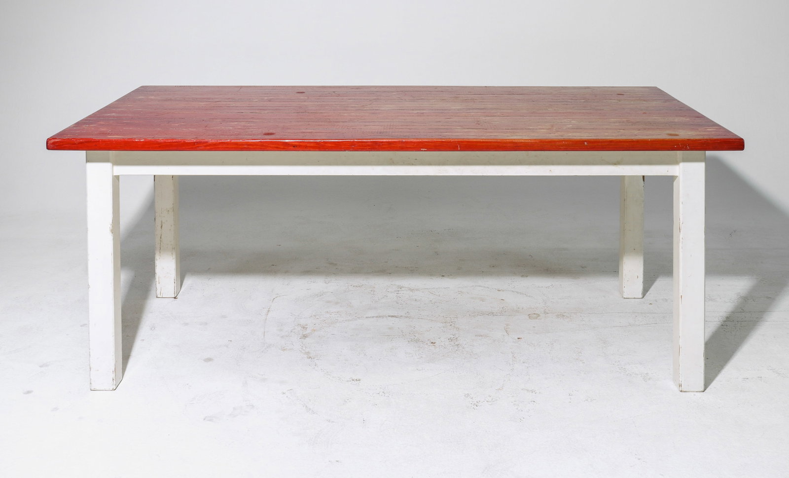 British Painted Pine Farmhouse Table: British Painted Pine Farmhouse Table - 28.25 in tall x 72 x 34.5, Floor to apron is 23.5 inches and the space between the legs is 60 inches