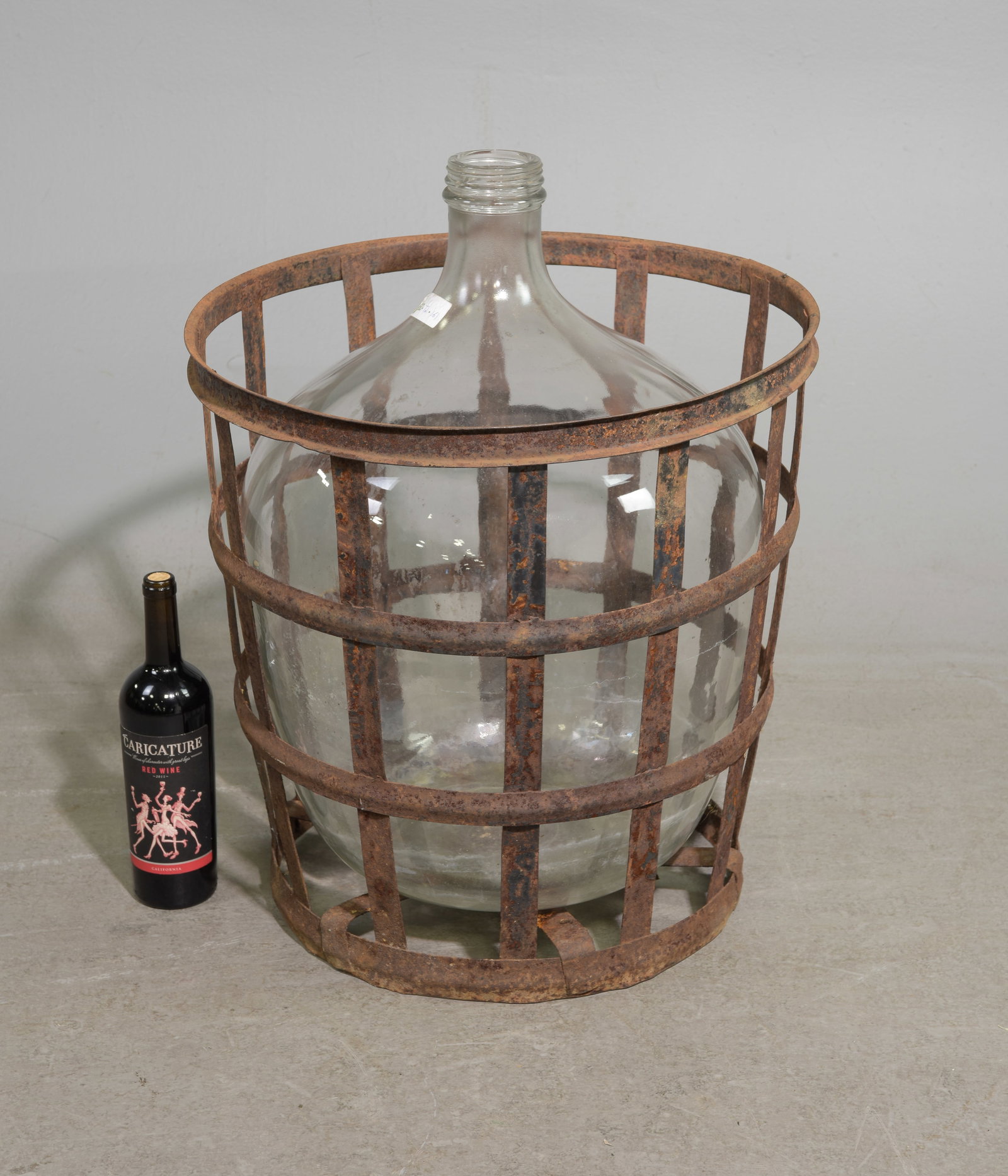 Large Glass Demijohn / Carboy in Iron Basket #1 (1 of 3)