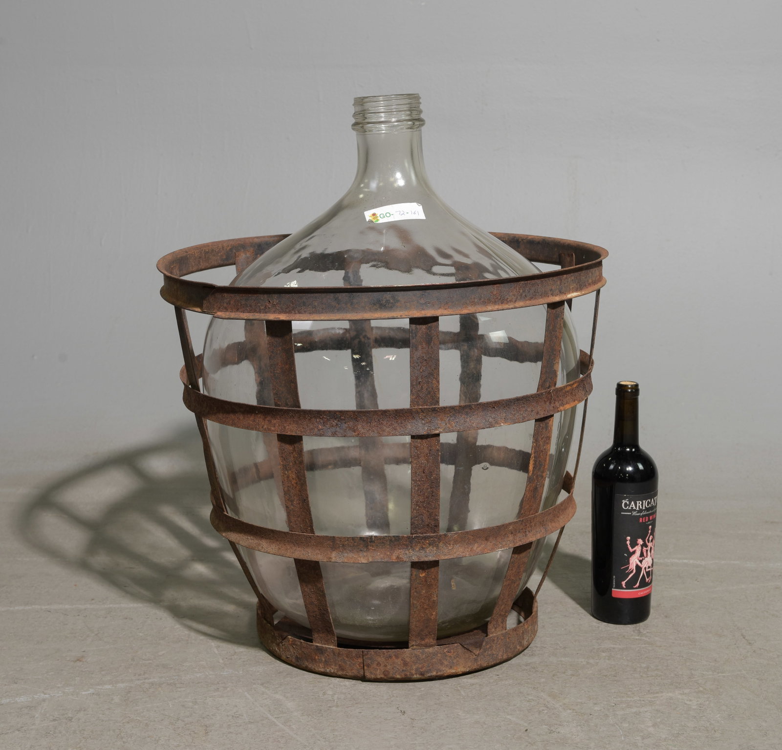 Large Glass Demijohn / Carboy in Iron Basket #2 (1 of 3)