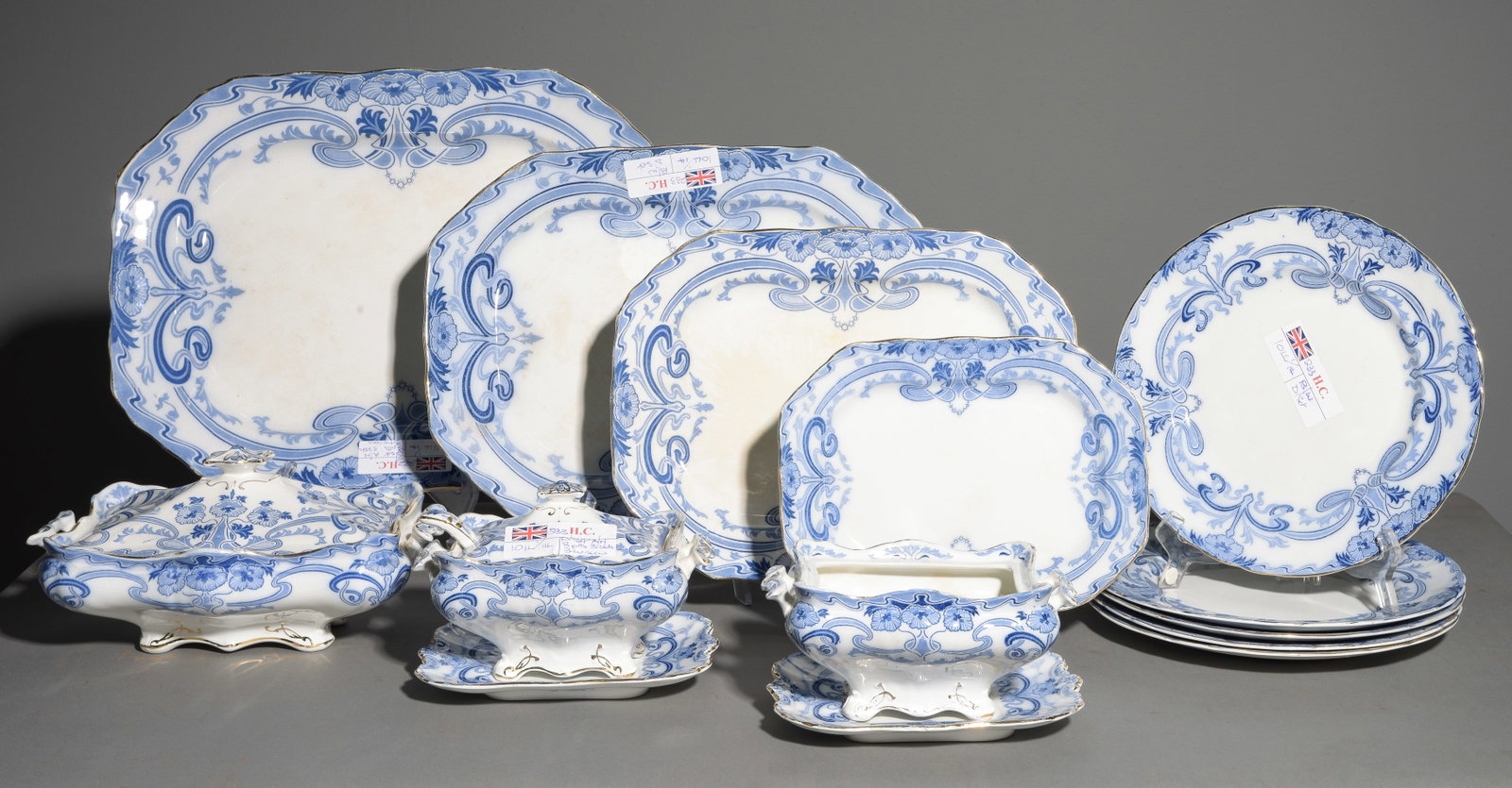 14pc Blue & White Burleigh China Set (1 of 7)