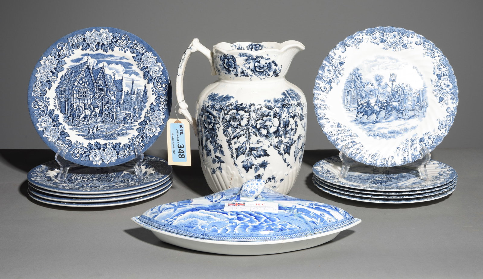 12pcs Assorted Blue & White Plates & Pitcher (1 of 7)