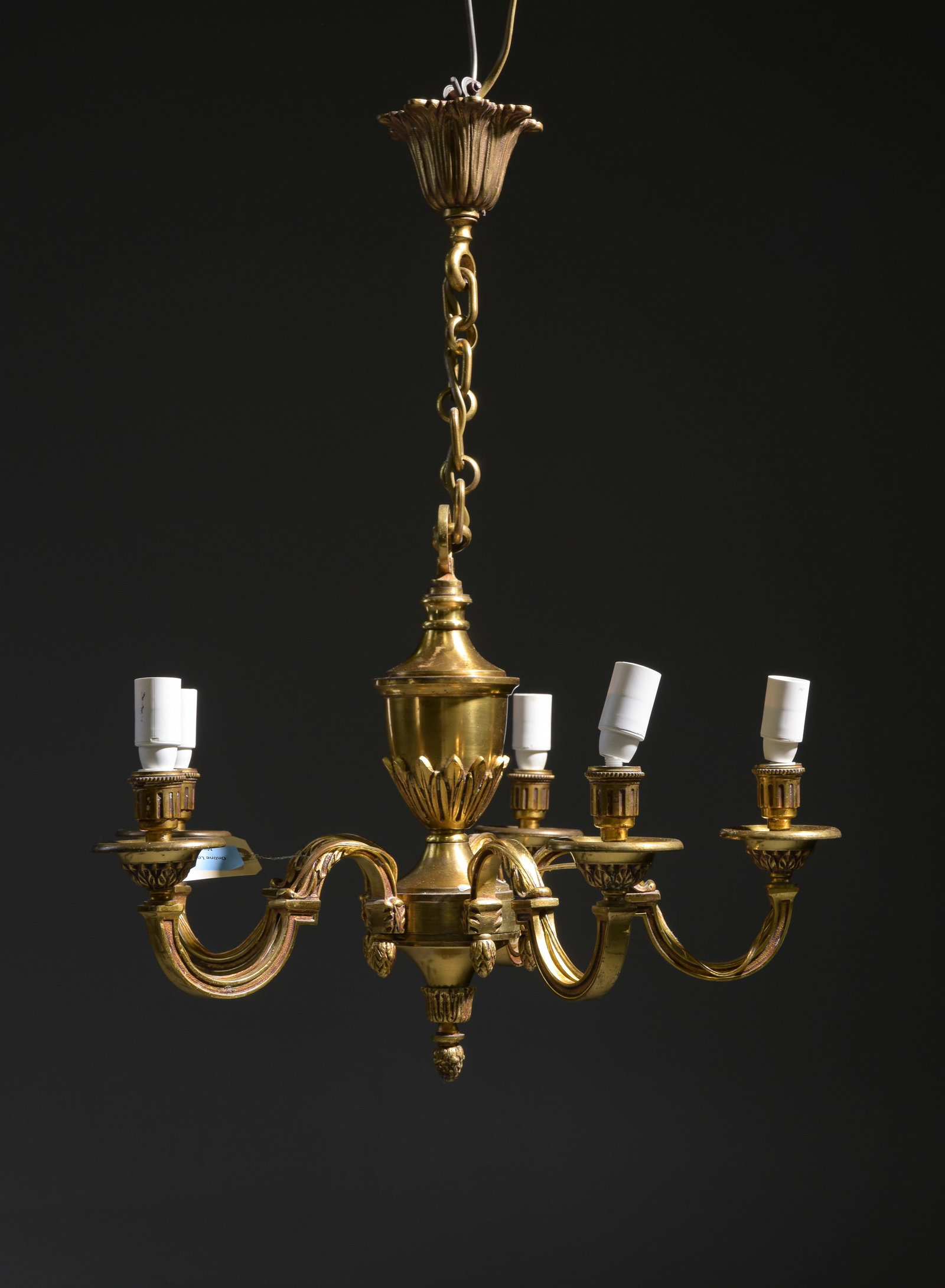 French Brass Finished Five Light Chandelier (1 of 3)