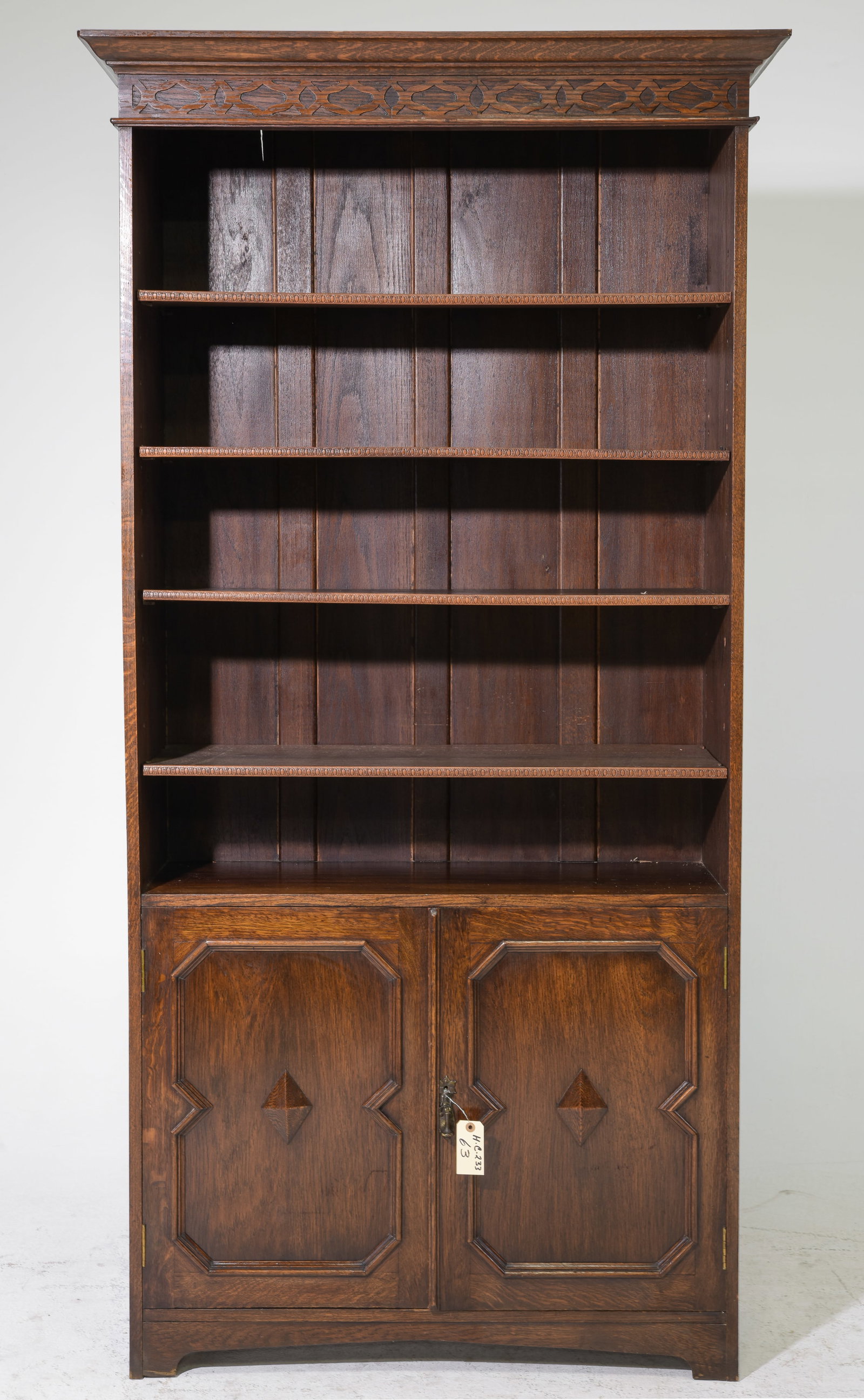 Jacobean Tall Oak Bookshelf c.1930's (1 of 3)