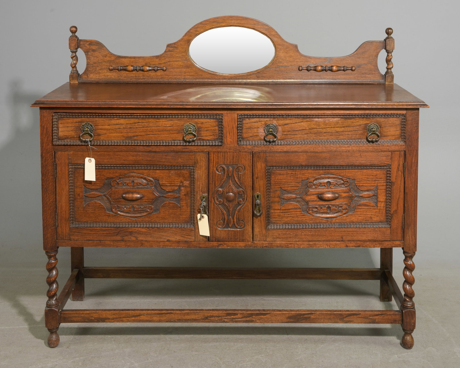 British Oak Barley Twist Mirror Back Server (1 of 7)