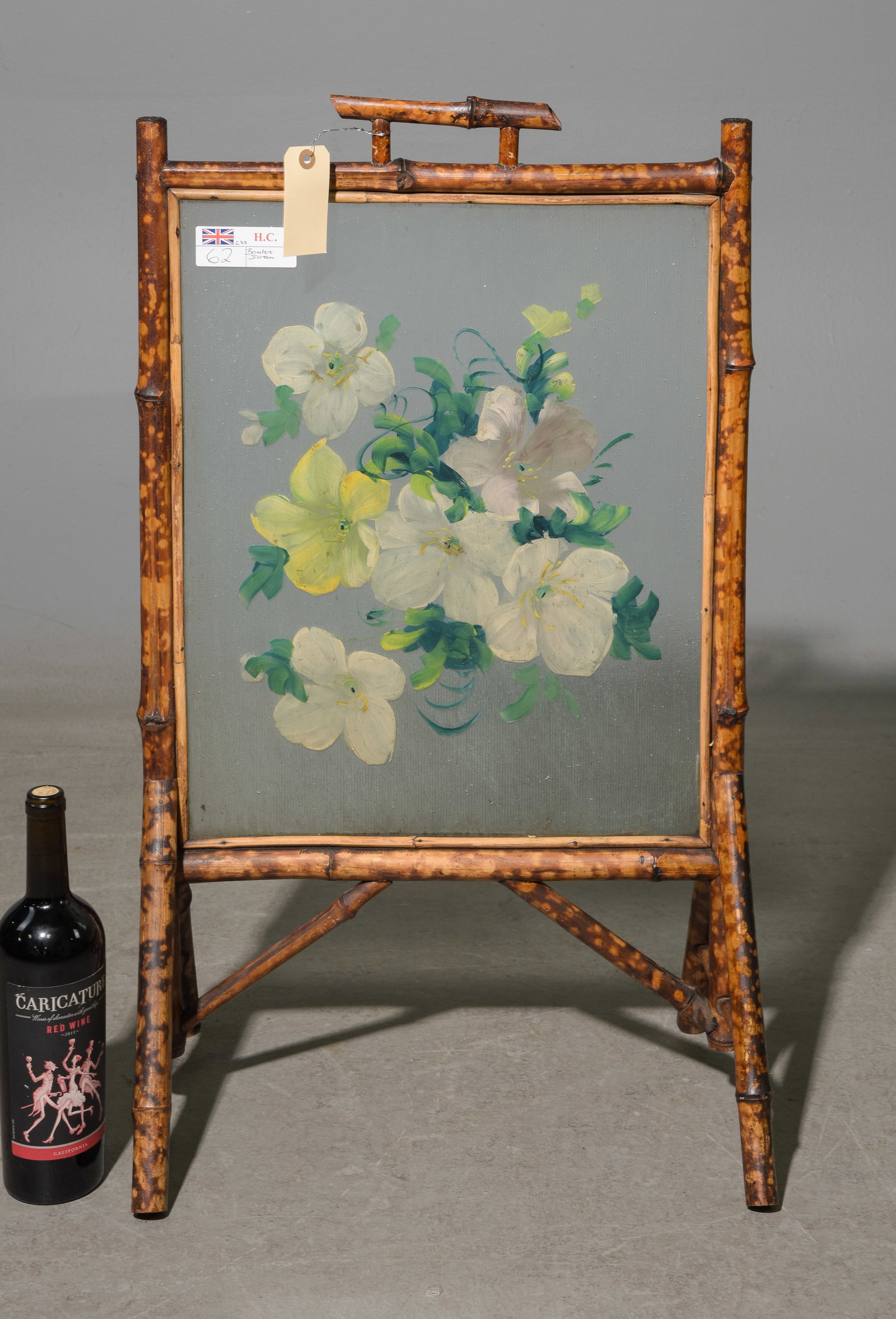 Bamboo Hand Painted Glass Fire Screen (1 of 3)