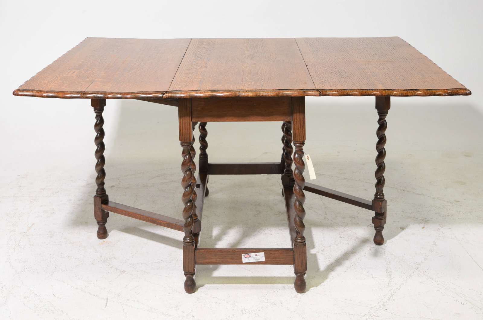 British Oak Barley Twist Drop Leaf Table c.1930's - 2