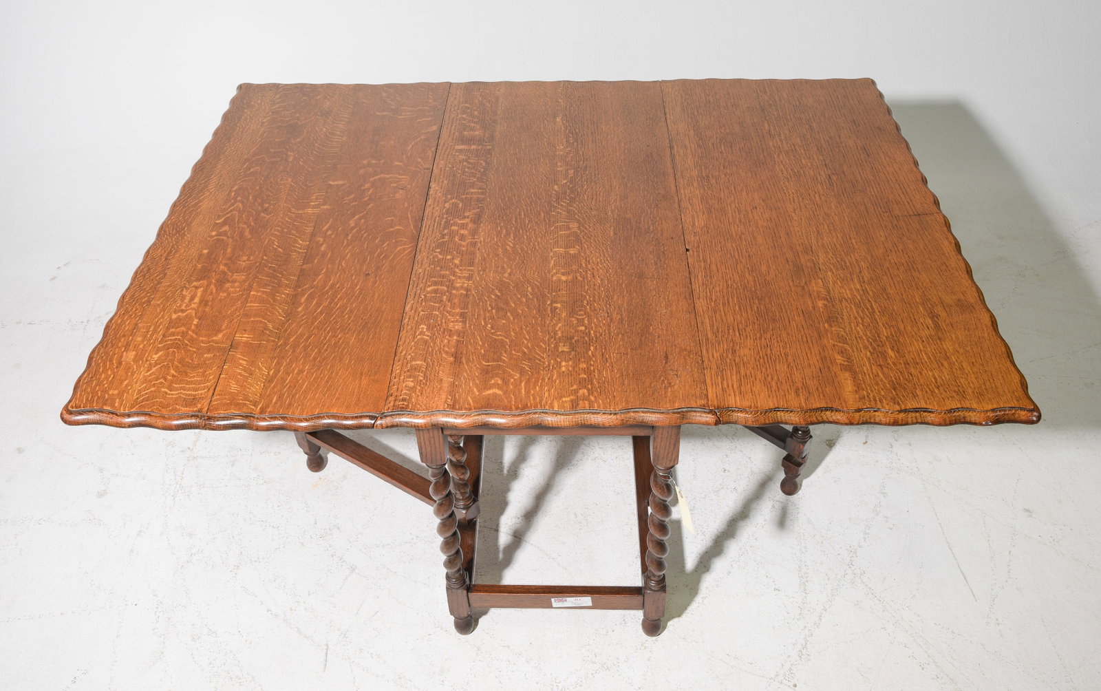 British Oak Barley Twist Drop Leaf Table c.1930's - 3