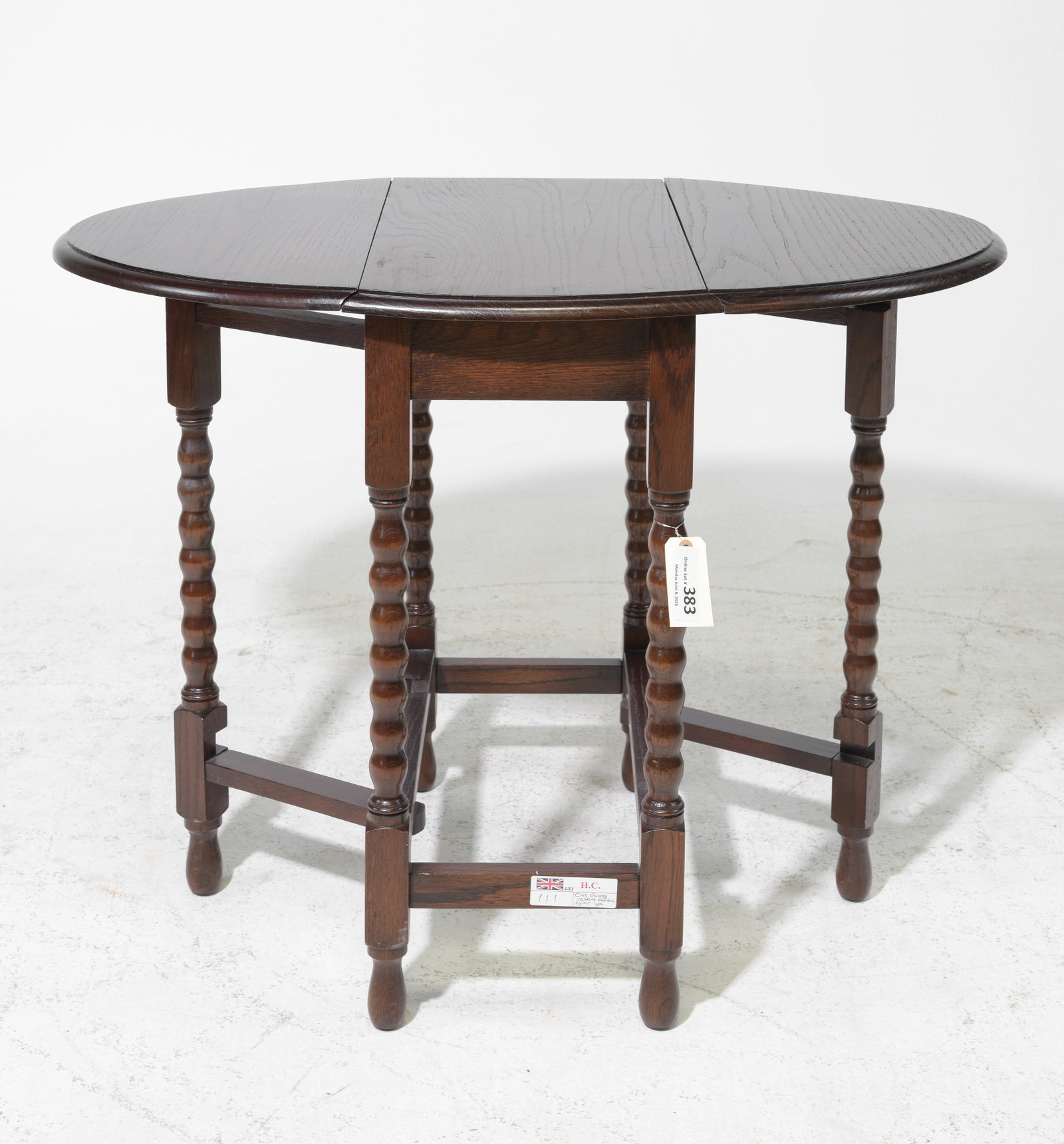 British Oak Bobbin Turned Drop Leaf Table - 2