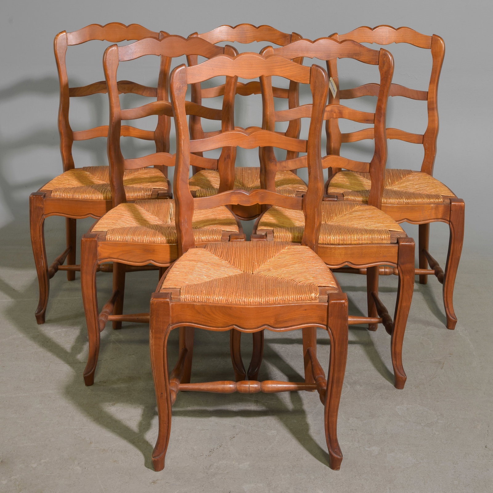 Louis XV Style Set of 6 Rush Seat Chairs (1 of 5)
