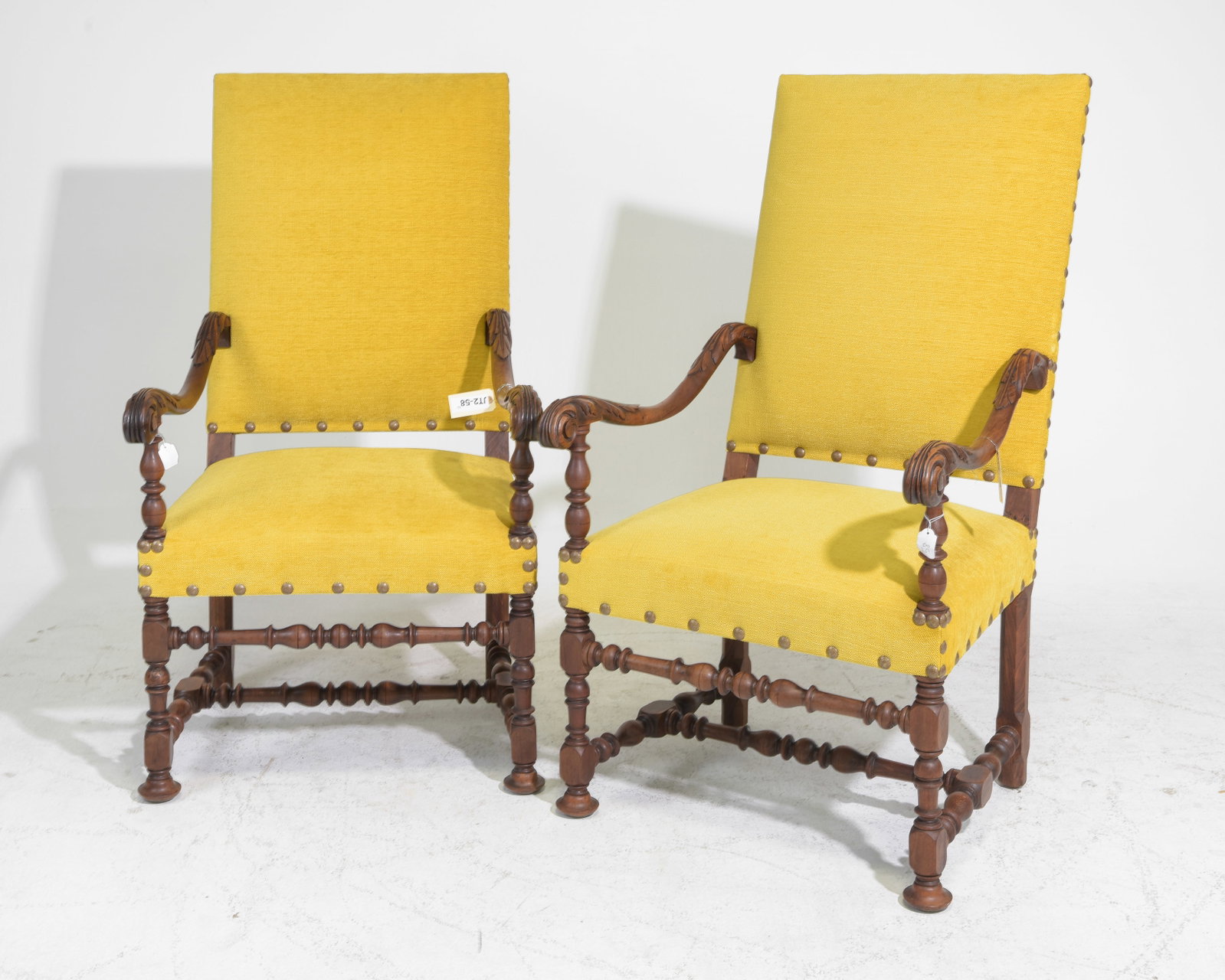 Louis XIV Style Pair of Walnut Arm Chairs #1 (1 of 4)