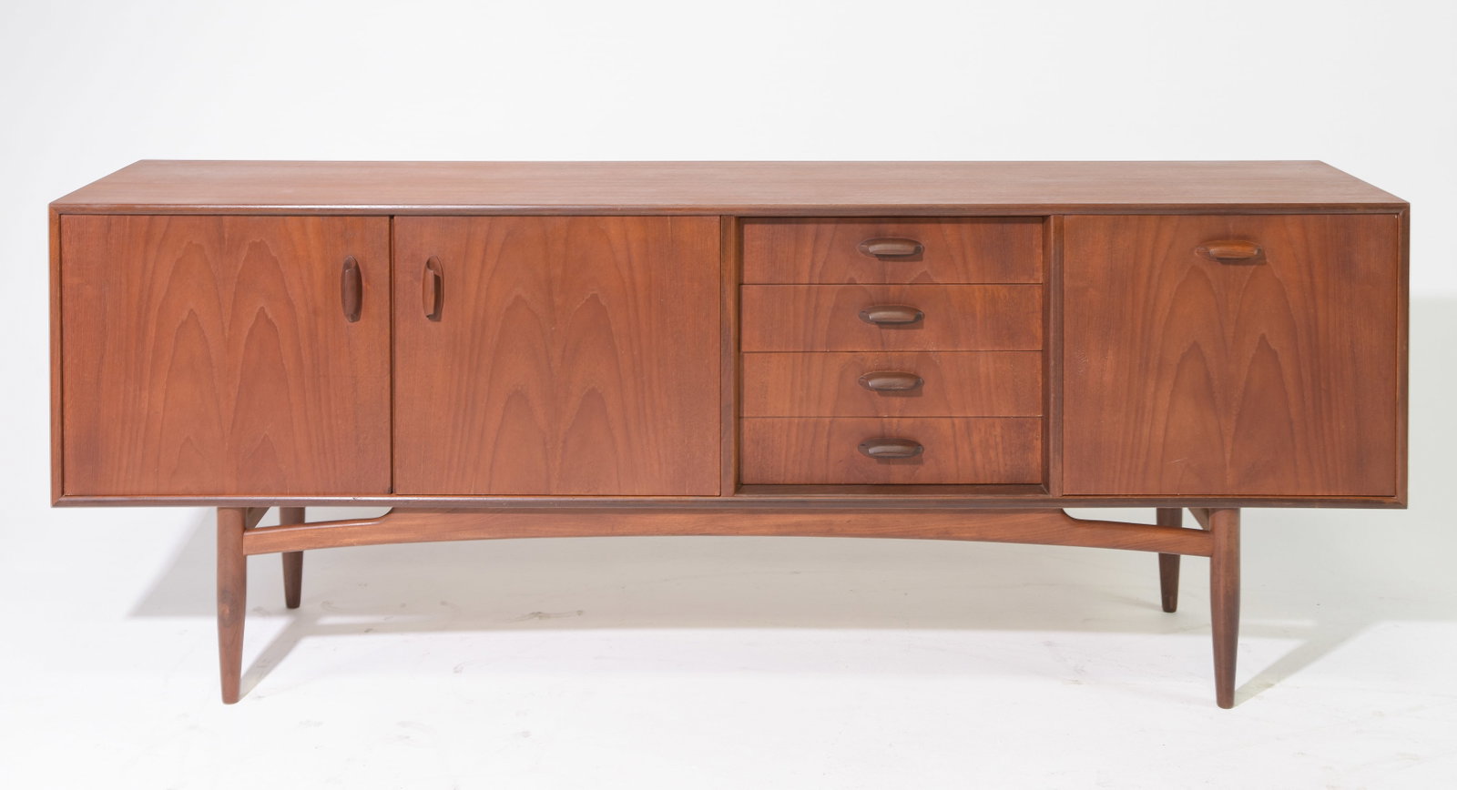 Mid Century Modern G-Plan Sideboard - Brasilia Range: Danish Modern Style Sideboard with Folded "cup" Handles by G-Plan part of their Brasilia Range ( sometimes referred to as the Scandinavian range) - 31 in tall x 81 x 18.5