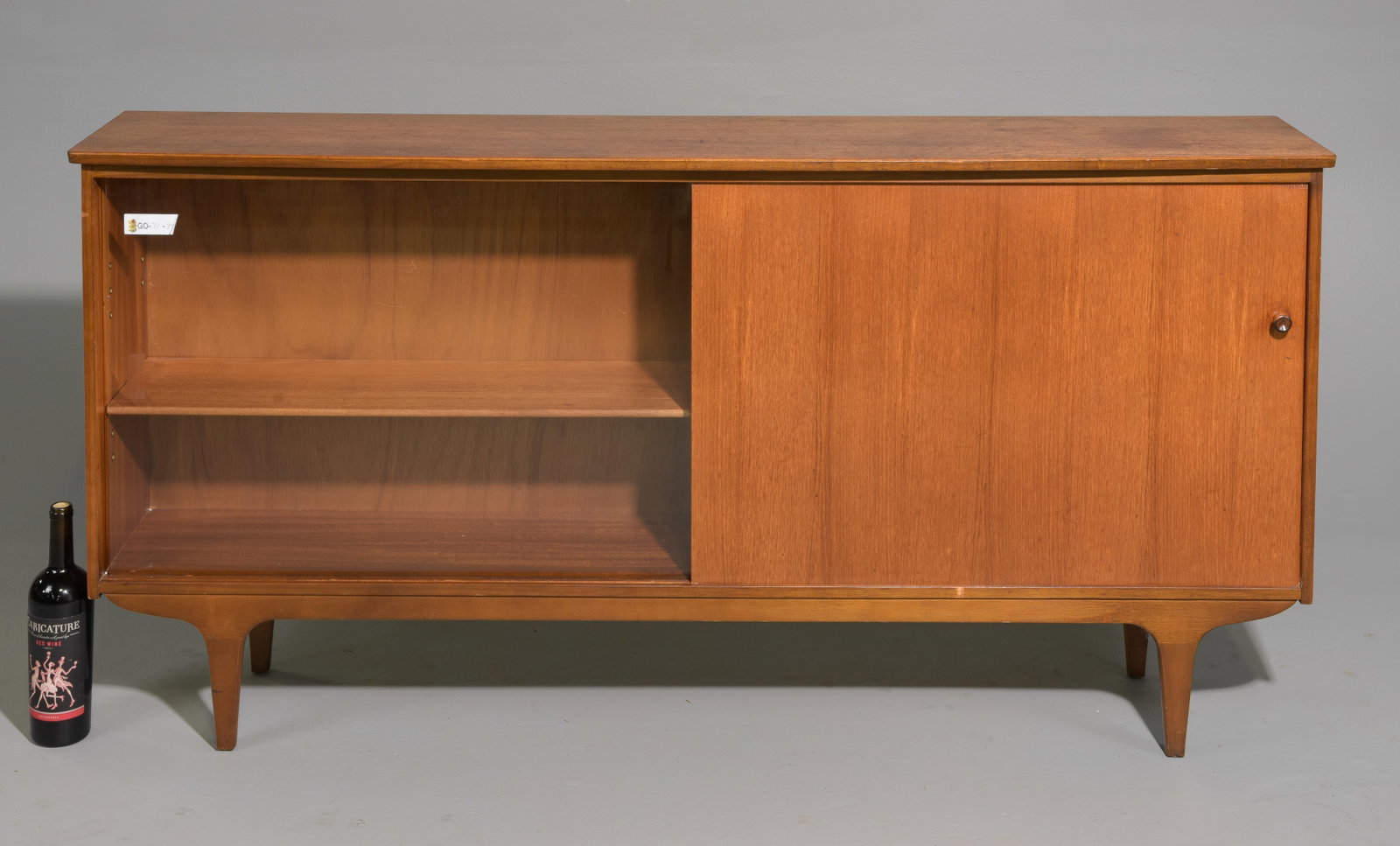 Mid Century Modern Sliding Door Bookcase: Danish Modern Style Sliding Door Bookcase / Cabinet - 30 in tall x 61.5 x 11.5