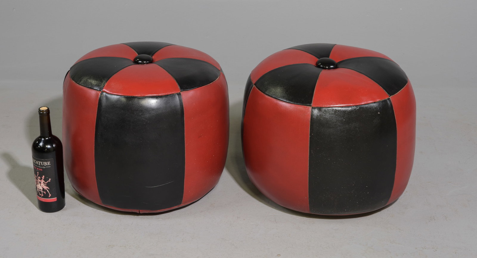 Two Modern Leather Hassock Stools (1 of 3)